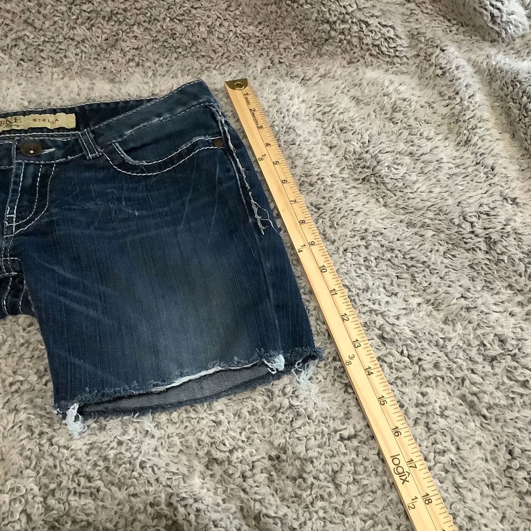 Vintage BKE Buckle Stella Jean Shorts Women 28 Blue Distressed Thick Stitch Stretch Denim Short Stella Size 28" / US 6 / IT 42 - 3 Thumbnail