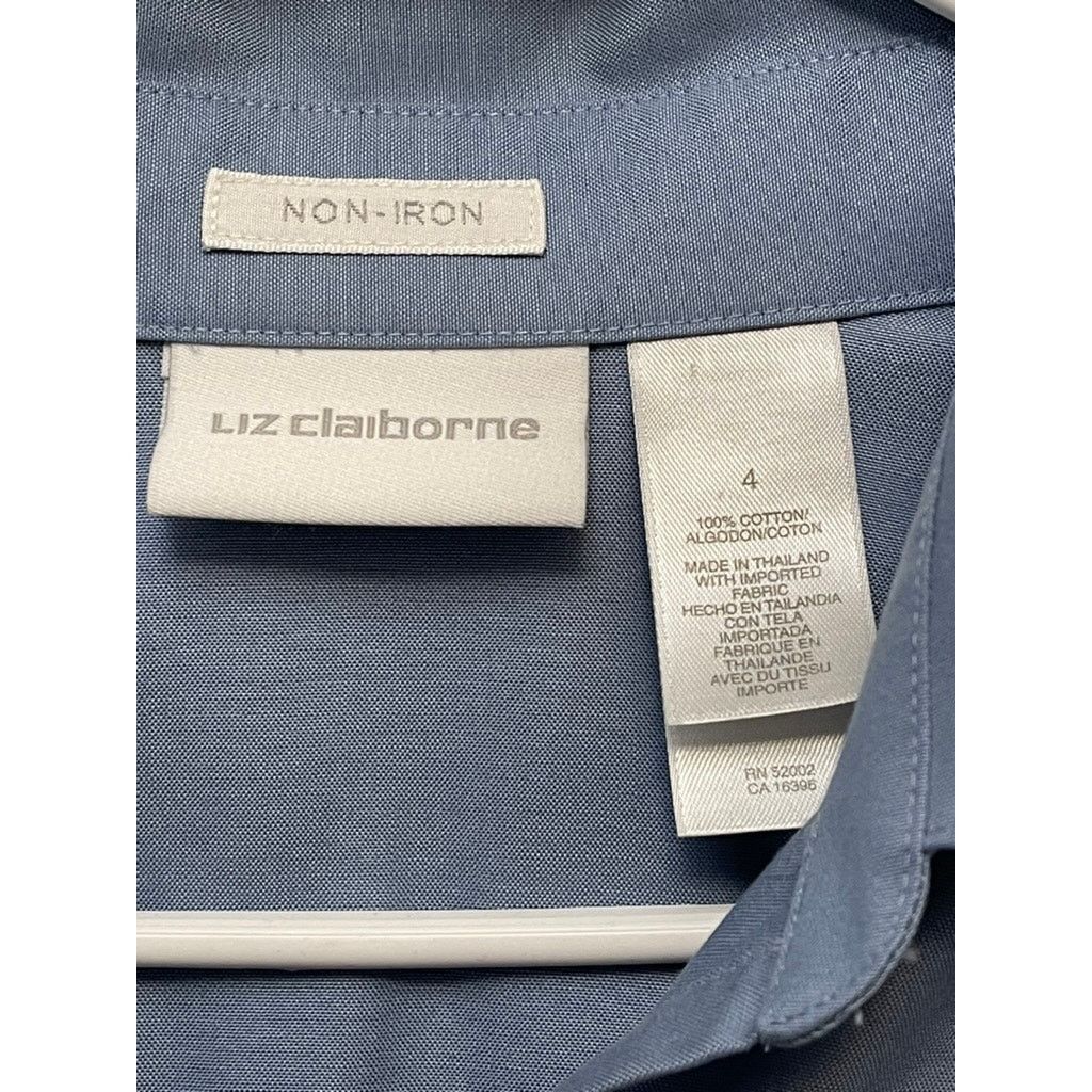 Liz Claiborne Liz Claiborne Blue Button Down Shirt Blouse Non Iron Size 4 Size S / US 4 / IT 40 - 3 Thumbnail