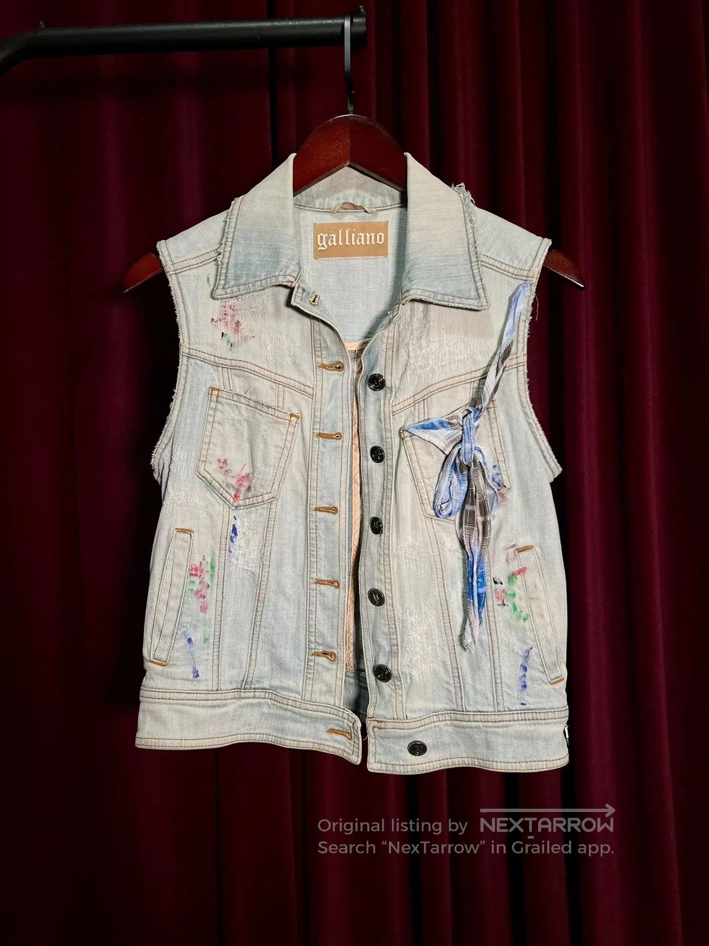 John Galliano John Galliano Distressed Denim Vest with Paint. Size M / US 6-8 / IT 42-44 - 1 Thumbnail