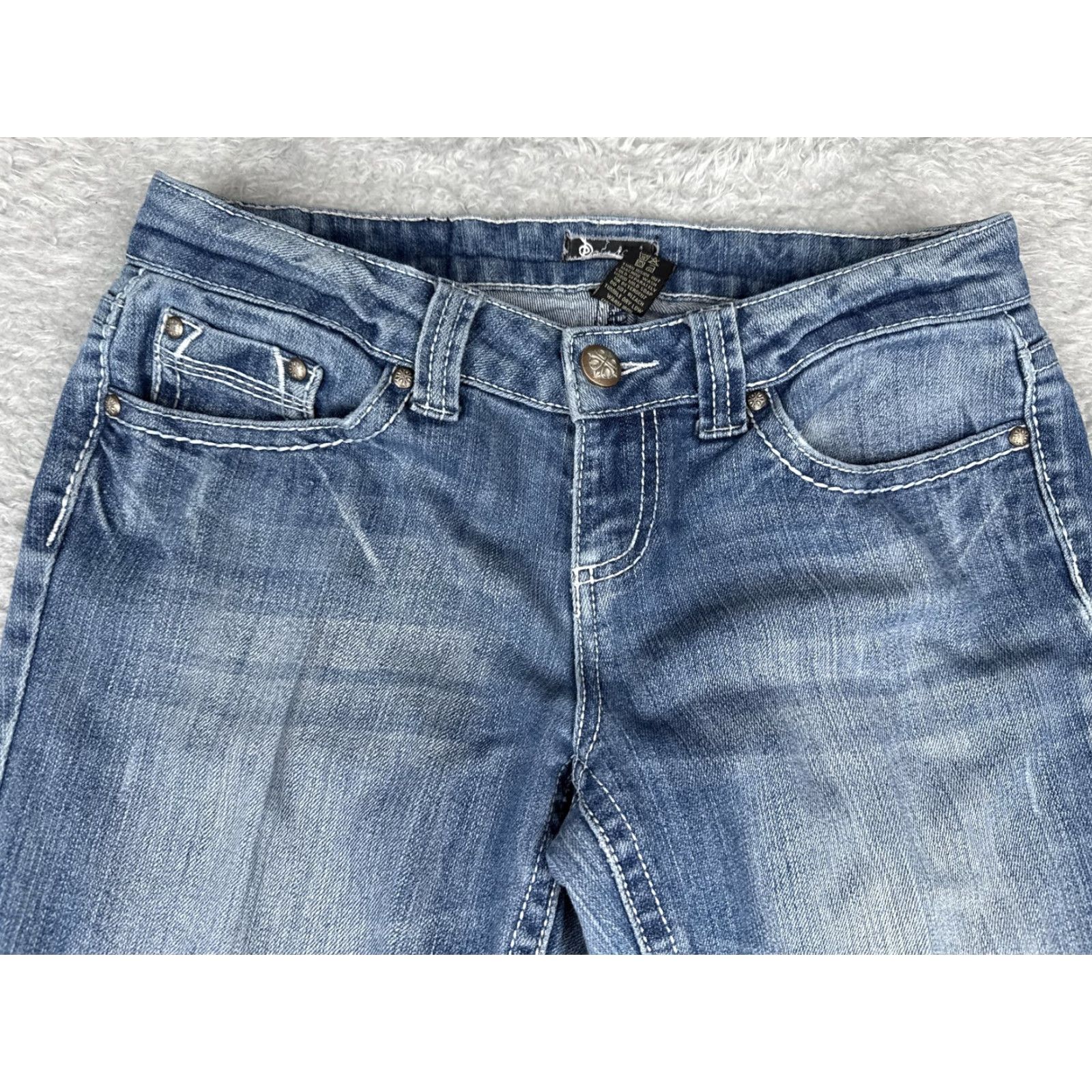Denime Soundgirl Jeans Bootcut Juniors 9 Blue Med Wash Low Rise Stretch 30x31 Denim Size 30" / US 8 / IT 44 - 4 Thumbnail