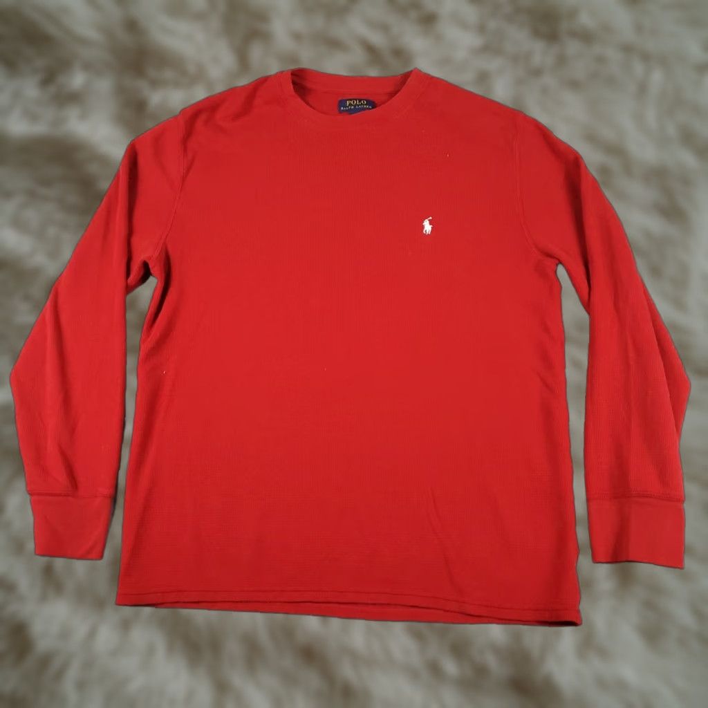 Ralph Lauren Ralph Lauren Men's XL Red Thermal Long Sleeve T-Shirt Crew Neck Waffle Knit Size US XL / EU 56 / 4 - 1 Thumbnail