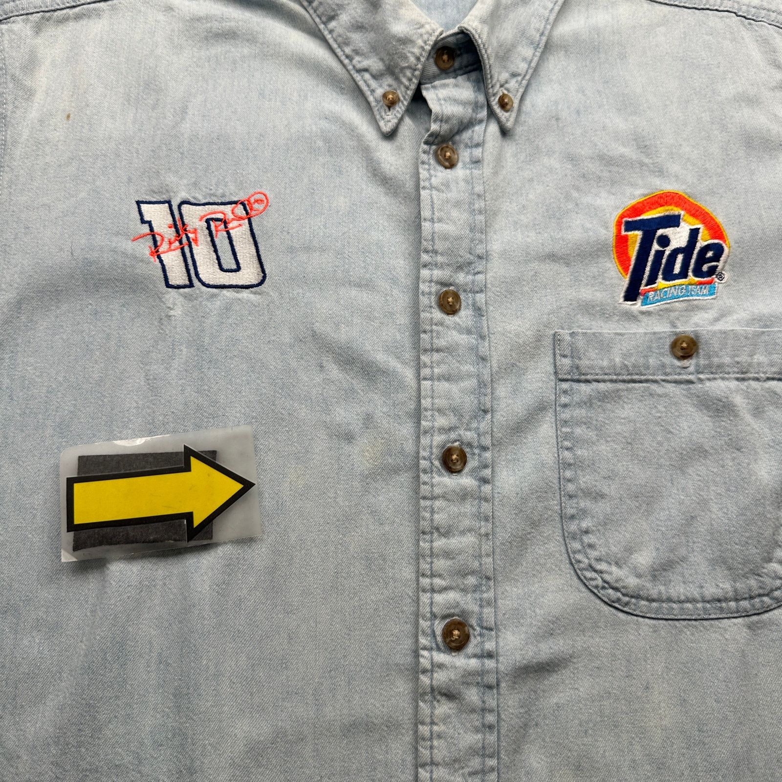 NASCAR Vintage NASCAR Ricky Rudd #10 Tide Denim Shirt Mens XL Size US XL / EU 56 / 4 - 9 Thumbnail