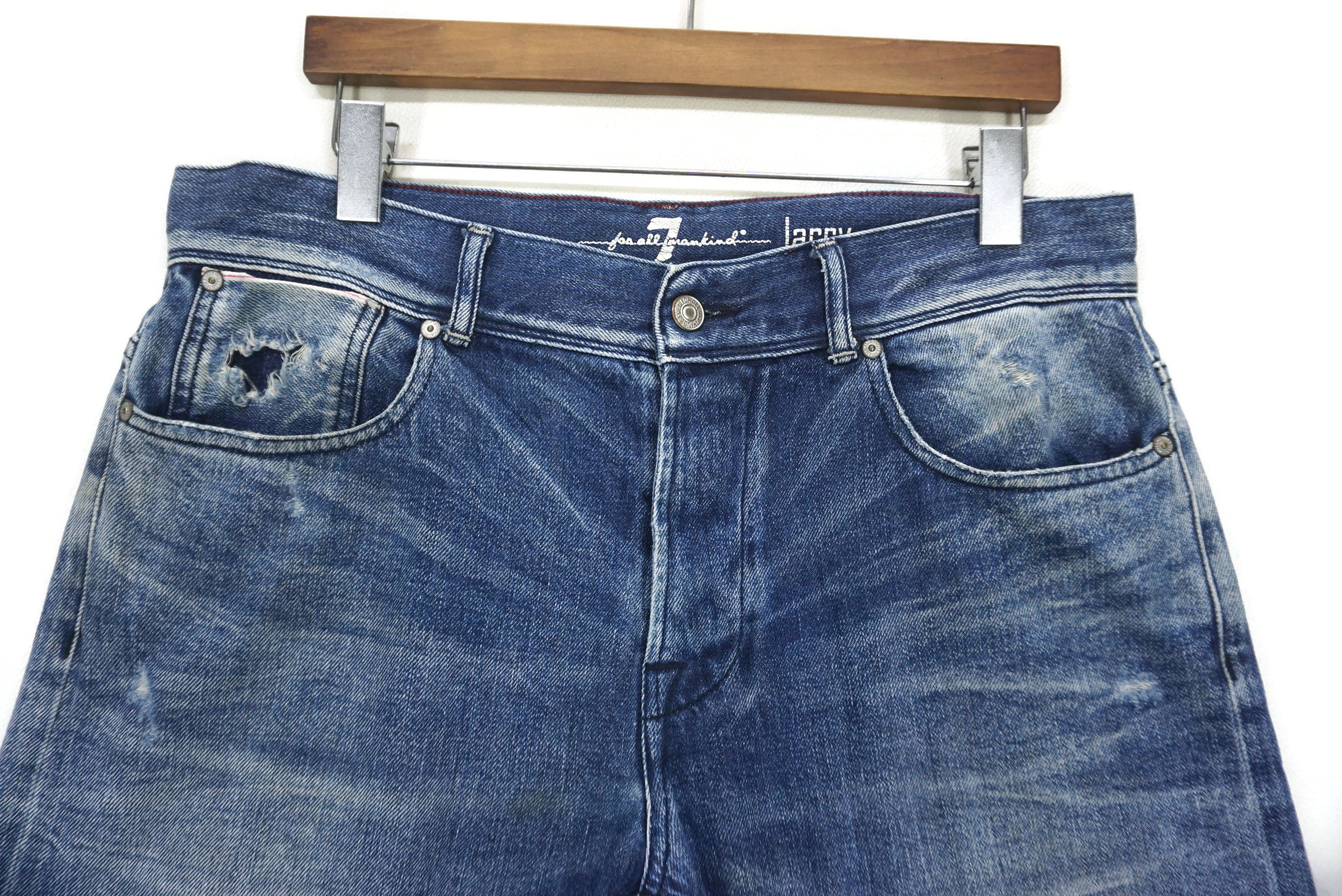 7 For All Mankind Selvedge Jeans Size 32 fit W34xL33.5 Larry Distressed Denim Size US 32 / EU 48 - 3 Thumbnail