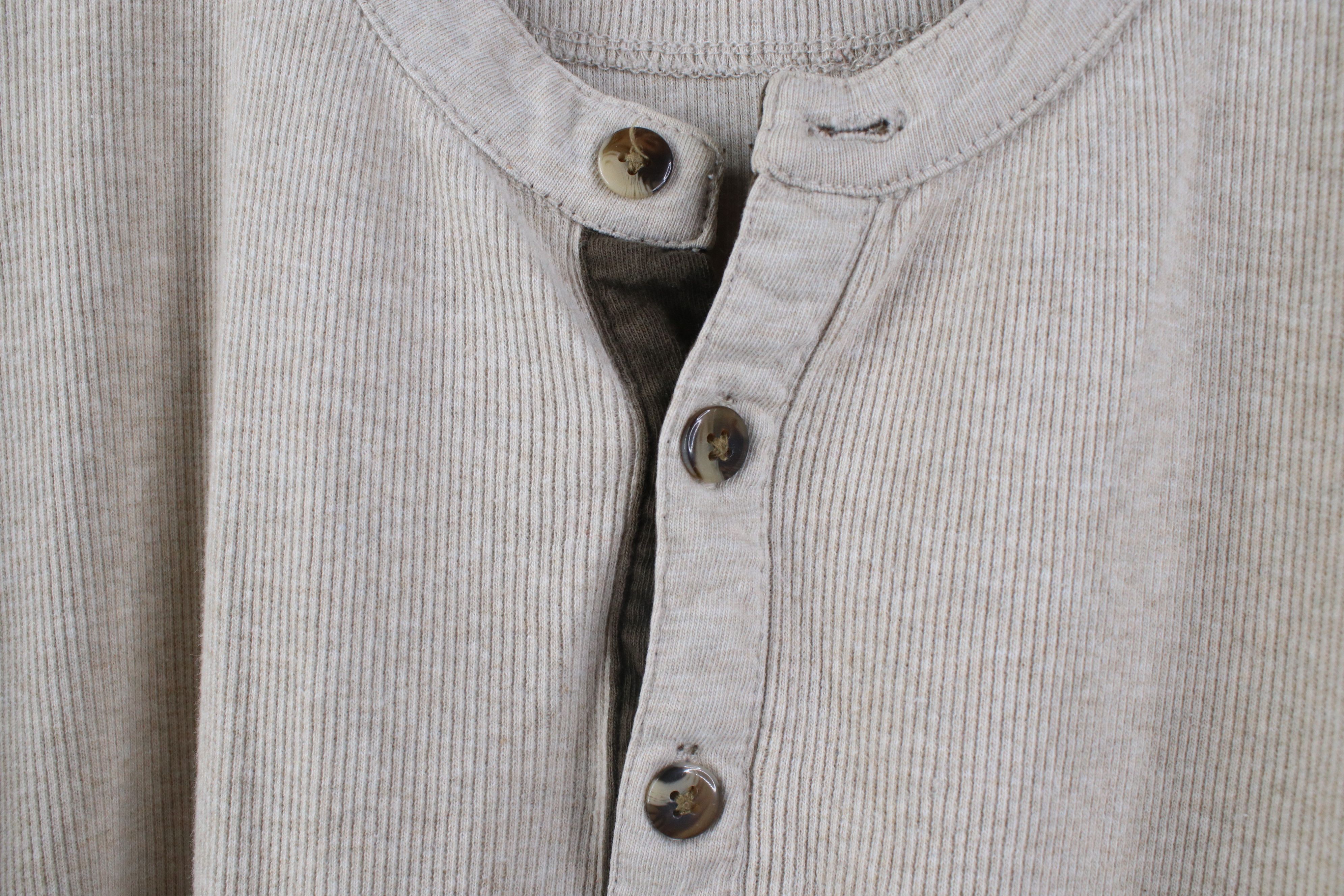 Lee Vintage 90s Y2K Lee Dungarees Knit Henley T-Shirt Beige Size US L / EU 52-54 / 3 - 8 Thumbnail