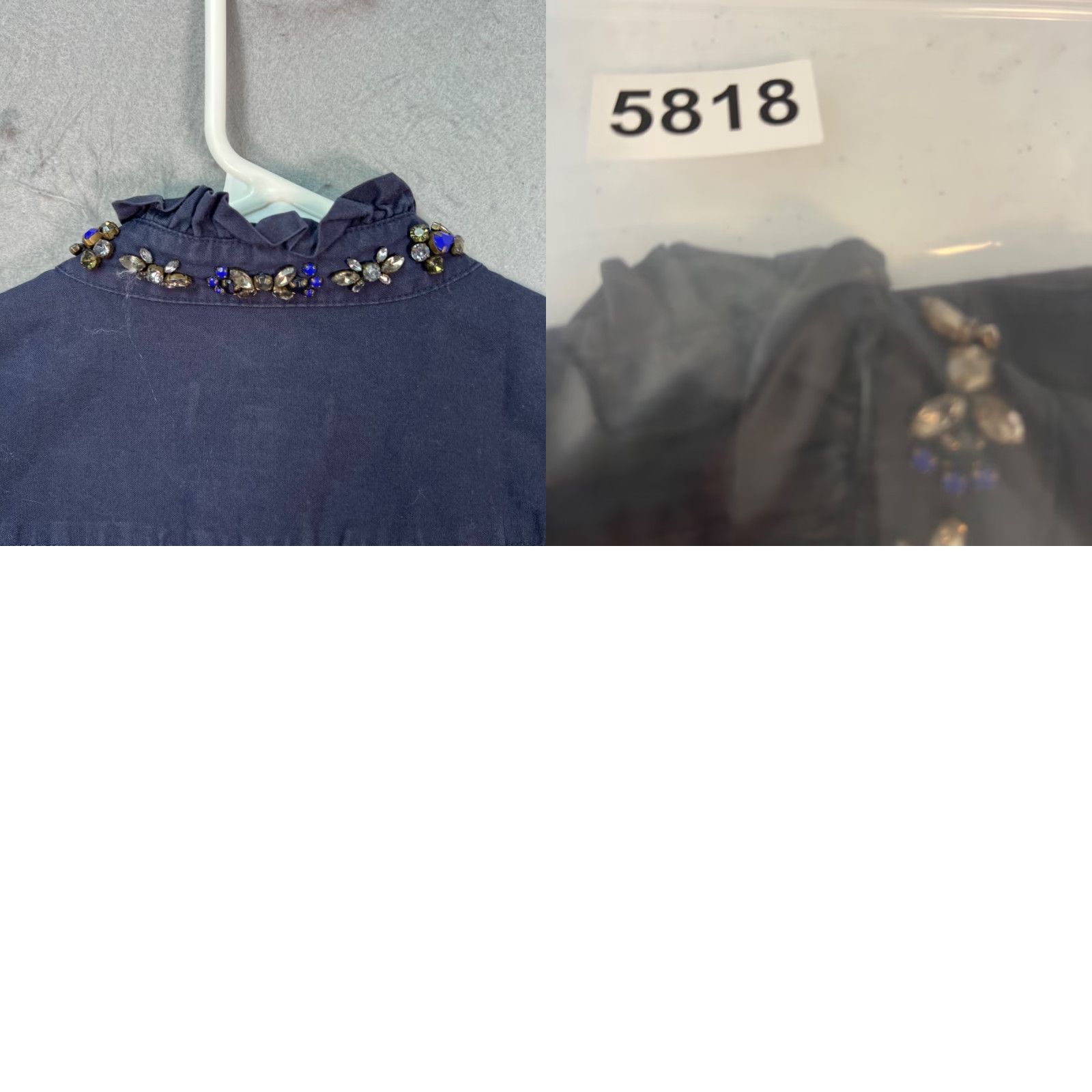 J.Crew J. Crew Blouse Navy Blue Sleeveless Cotton Embellished Jeweled Collar 00 Size XXS / US 00 / IT 34 - 8 Thumbnail