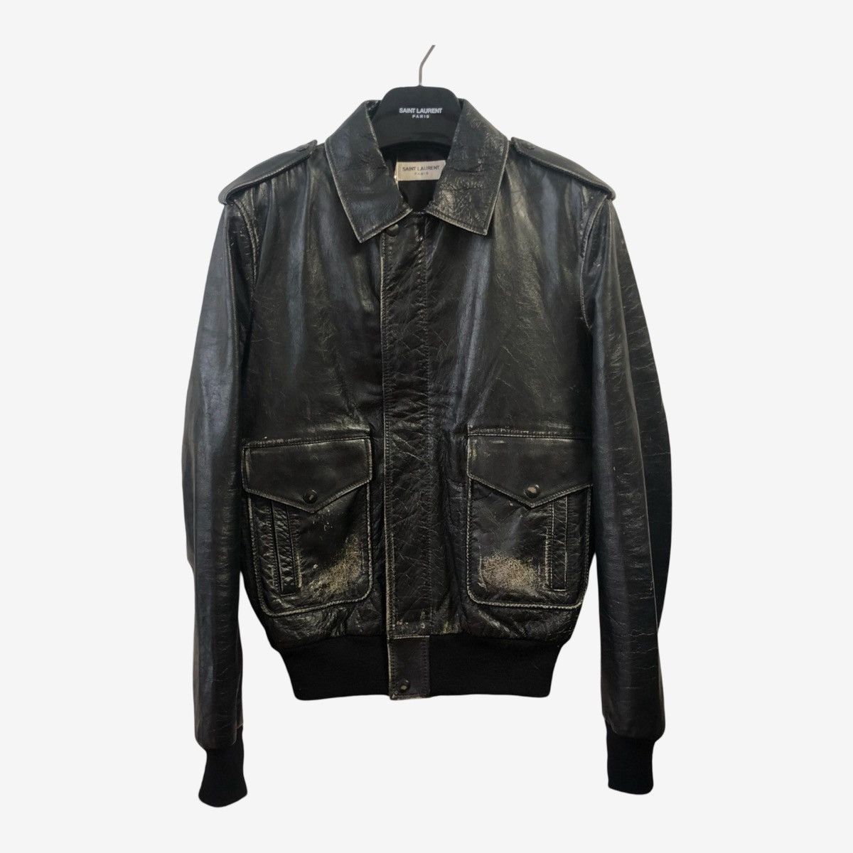 Saint Laurent Paris Saint Laurent Paris Used Look Leather Bomber Sz.44 Size US S / EU 44-46 / 1 - 1 Thumbnail
