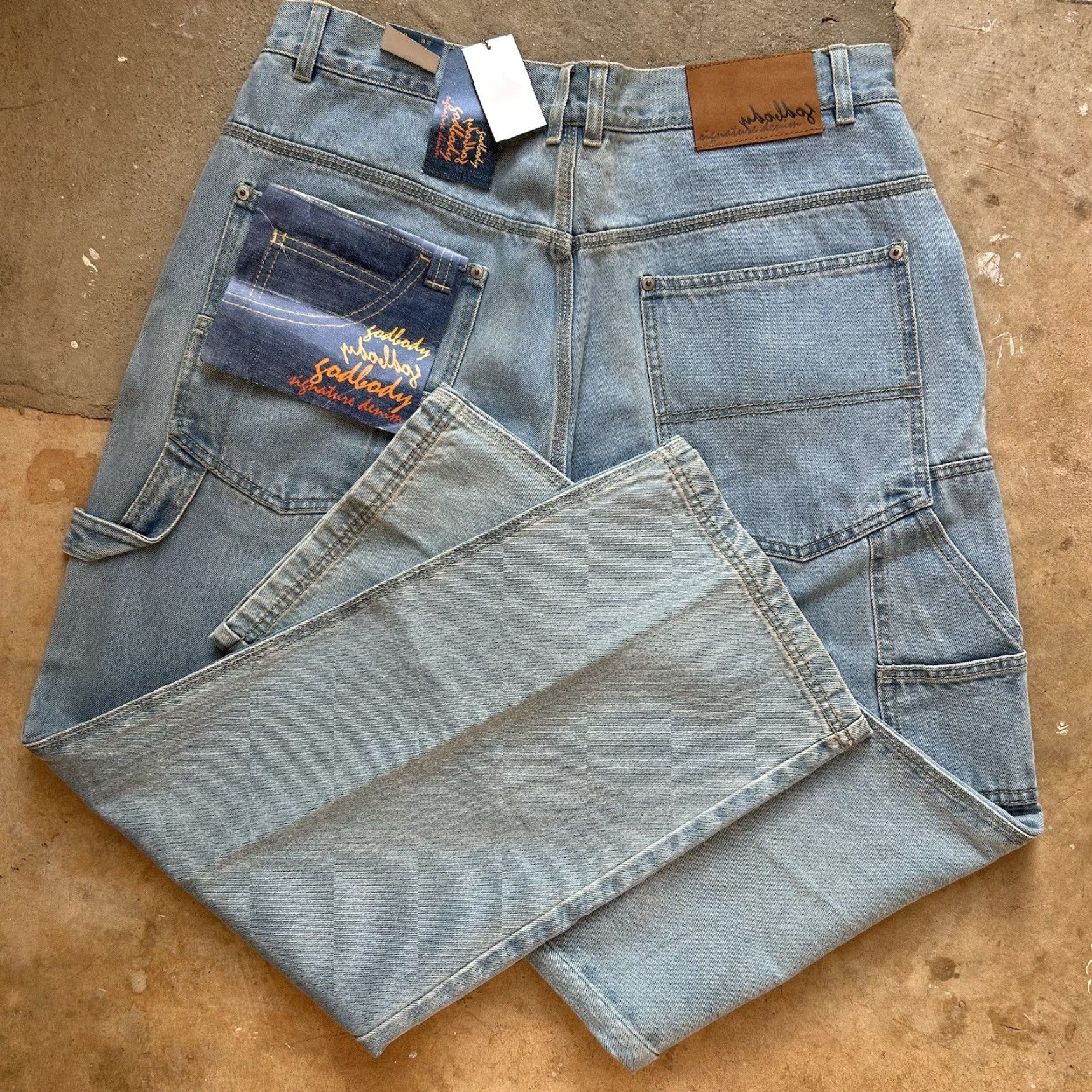 Denime VINTAGE Godbody Jeans Carpenter 36x31 Men Regular Denim Blue 5-Pocket Hip-Hop 90s Style Size US 36 / EU 52 - 2 Thumbnail