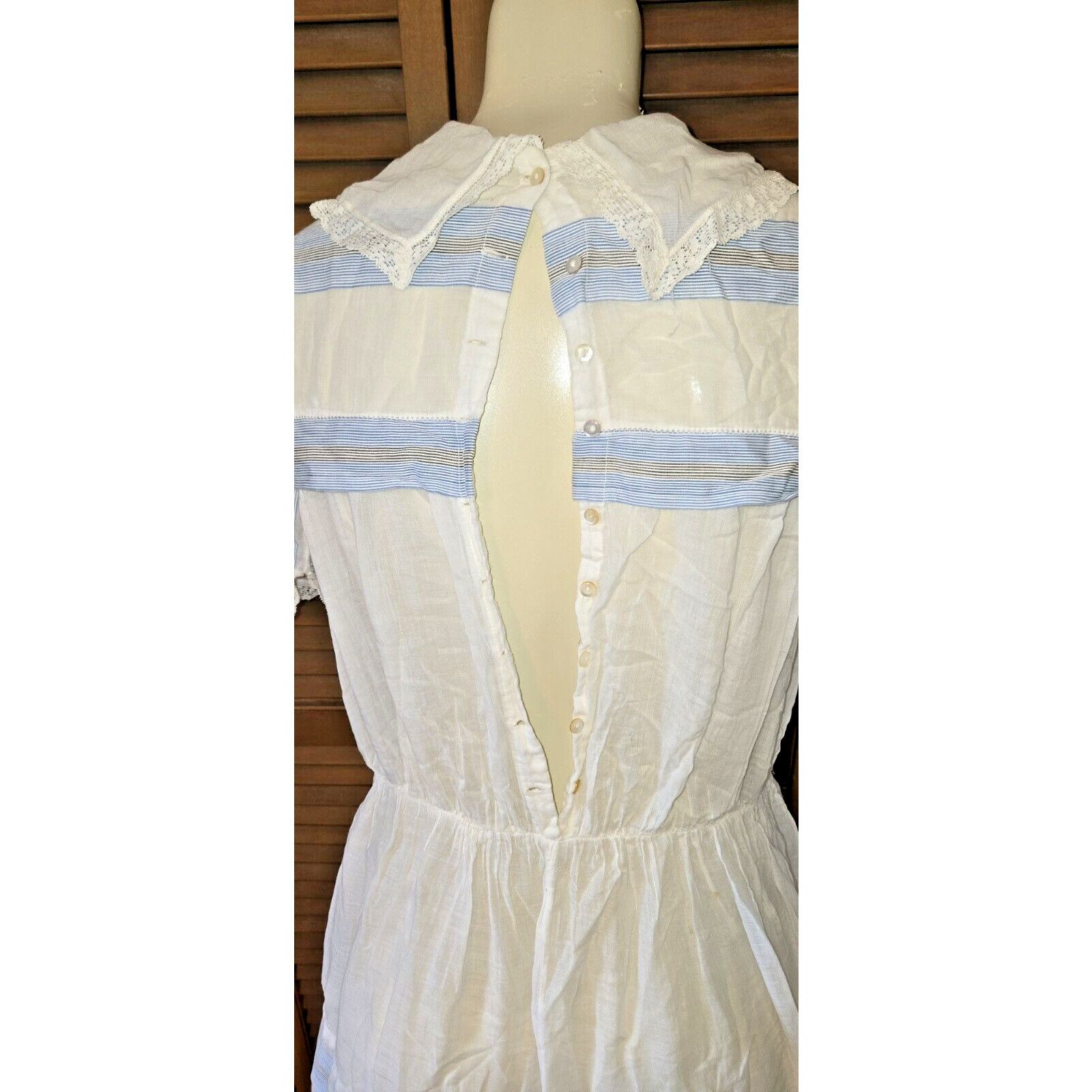 Other Antique Victorian Edwardian Embroidered Stripe Sailor Dress Size S / US 4 / IT 40 - 8 Thumbnail