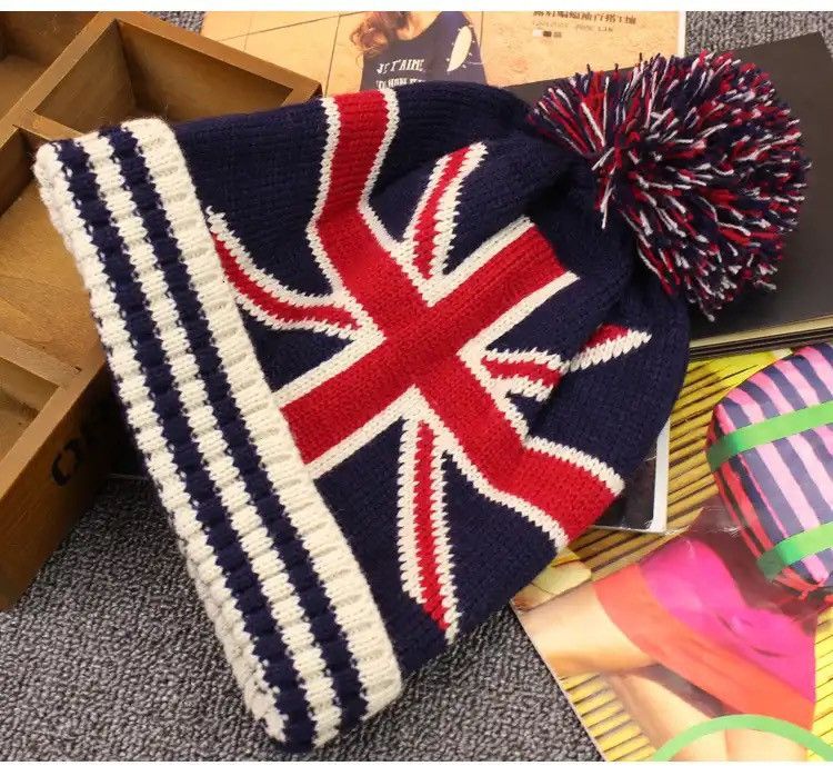 Vintage Fashion Casual Striped Flag Beanies Size ONE SIZE - 5 Thumbnail