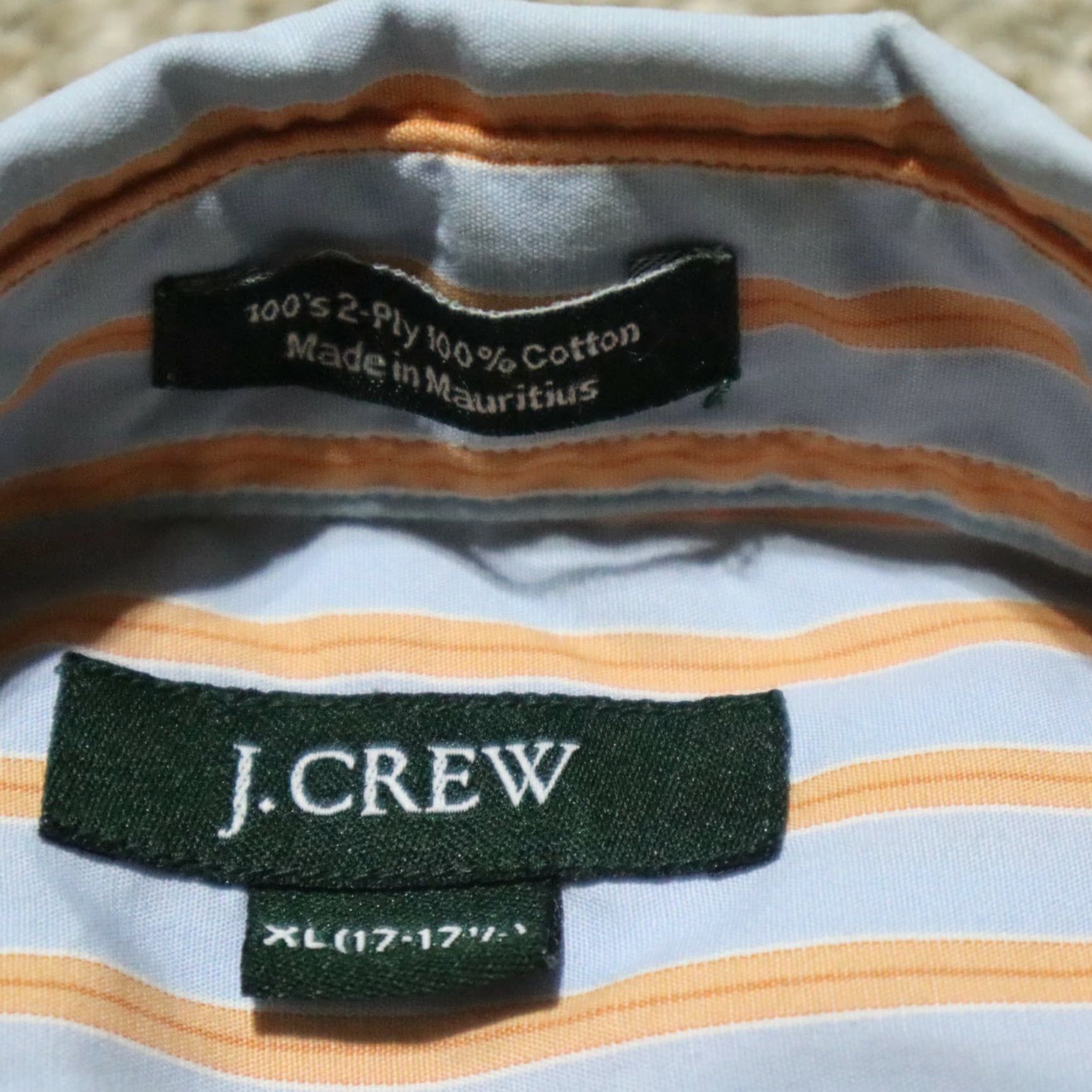 J.Crew J.Crew Men's Button up Shirt 2 ply Blue With Orange Stripes Size 17 17.5 Size US XL / EU 56 / 4 - 3 Thumbnail