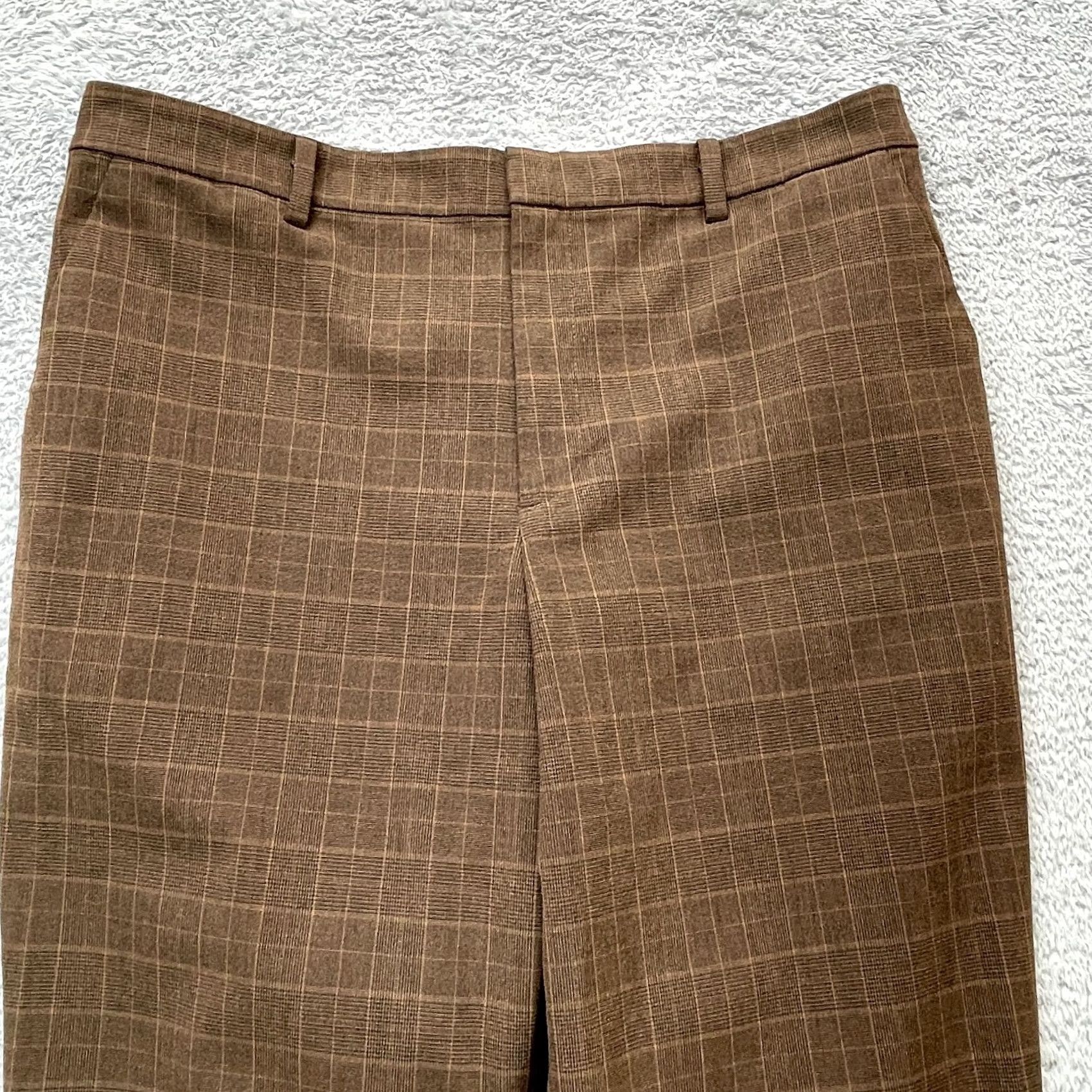 Uniqlo Uniqlo Womens Large Brown Glen Plaid Smart Ankle Pants Stretch Wrinkle Resistant Size 24" / US 00 / IT 34 - 5 Thumbnail