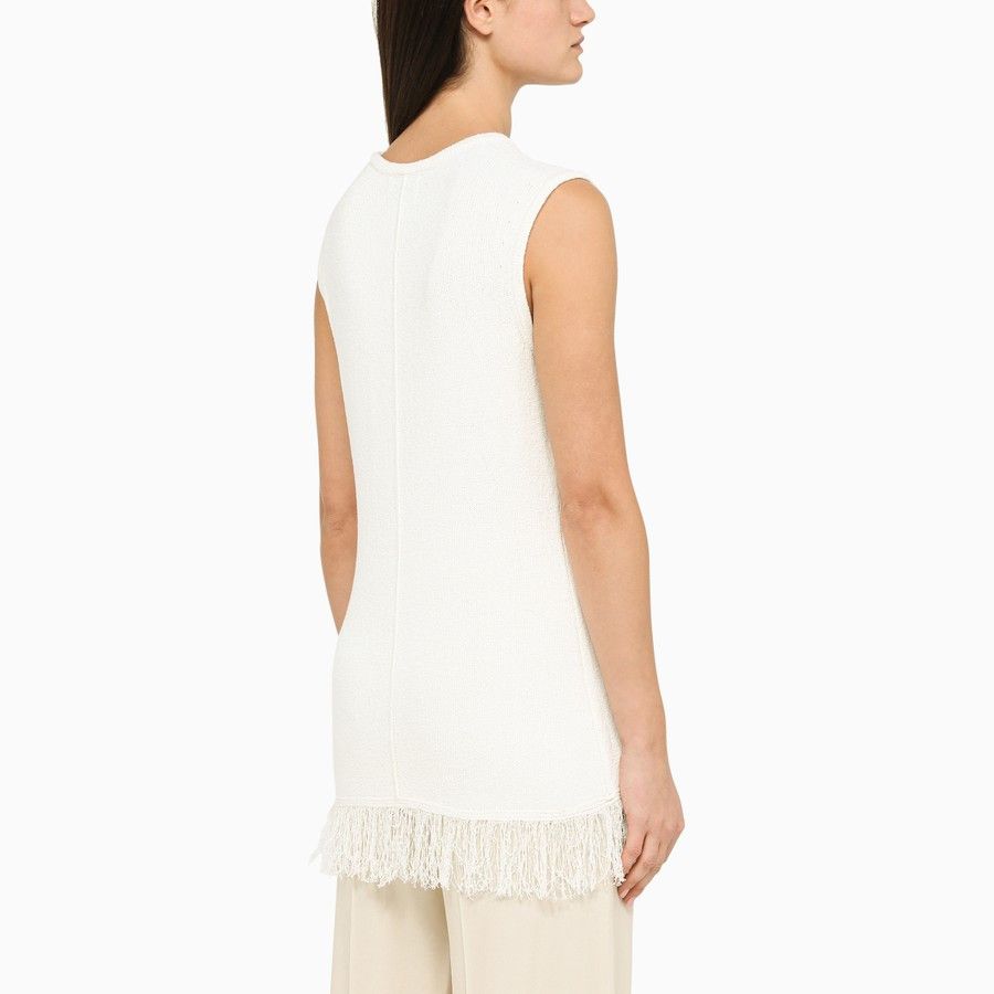 Loulou de Saison o1d2blof0824 Top With Fringes in White Size M / US 6-8 / IT 42-44 - 3 Thumbnail