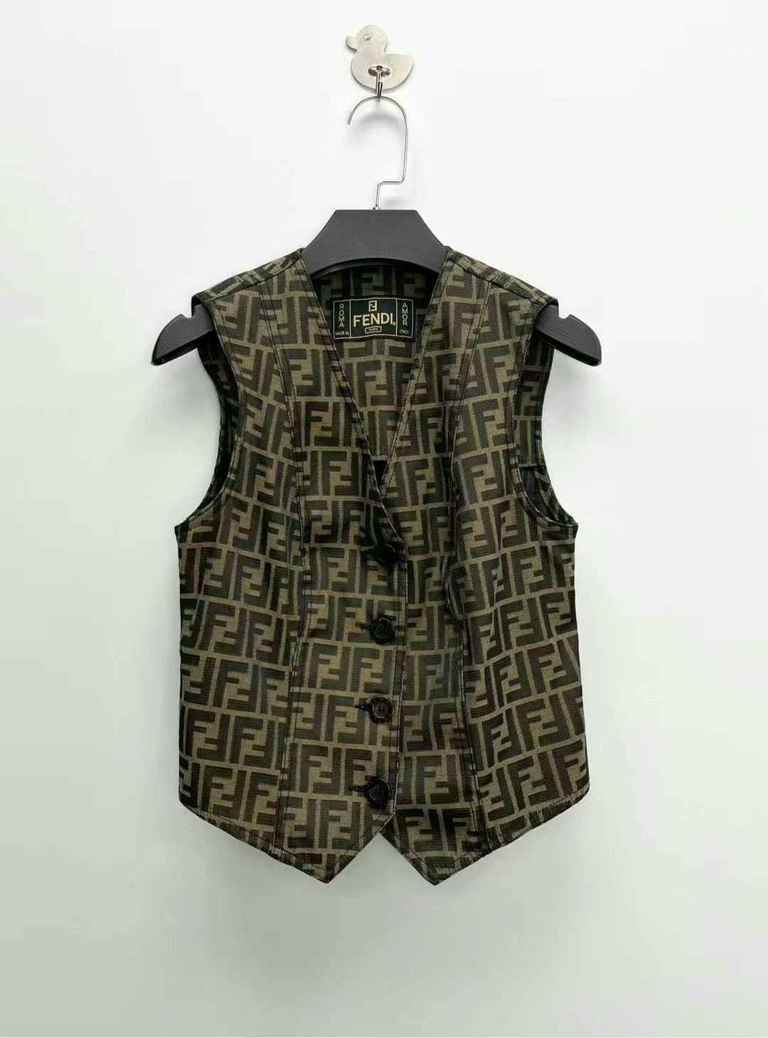 Fendi fendi brown logo print sleeveless vest Size S / US 4 / IT 40 - 1 Thumbnail