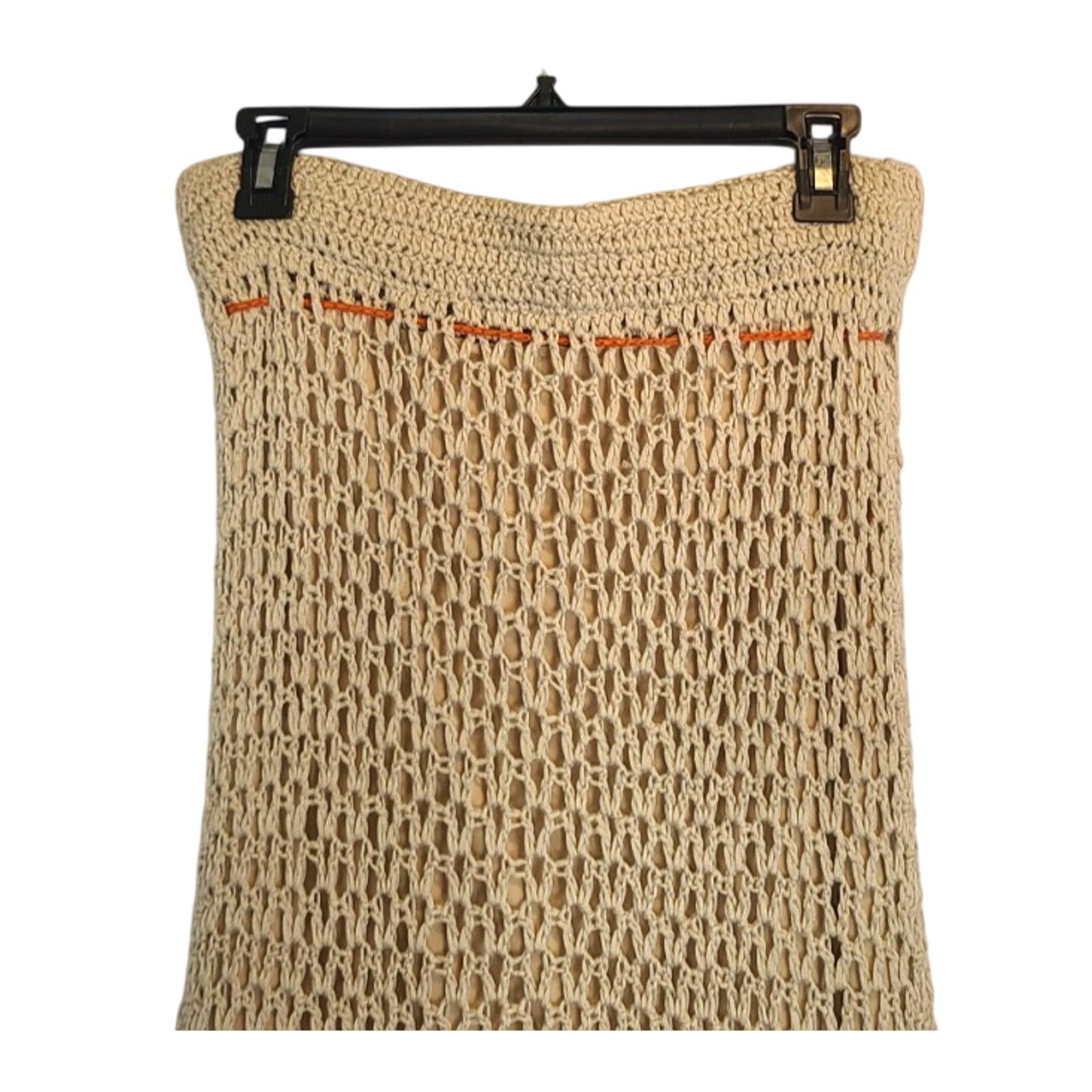 Other Vintage Y2K 90s Umgee Crochet Beige Orange Hi-Lo Skirt Large Size 28" / US 6 / IT 42 - 6 Thumbnail