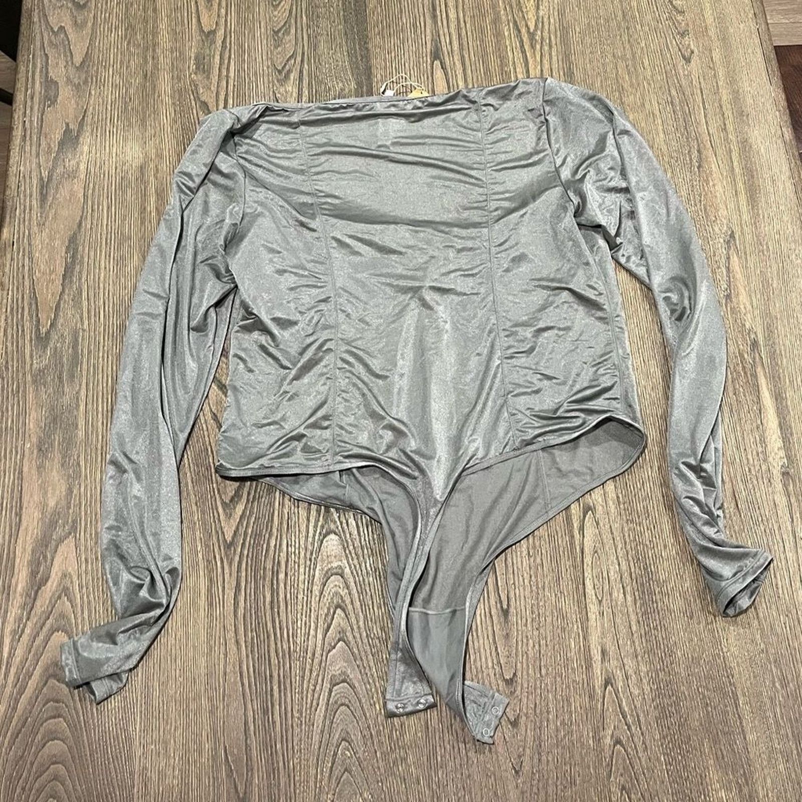 SKIMS Skims Glissenette Long Sleeve Bodysuit Scoop Neck Thunder 4X Size 4XL / US 24-26 - 5 Thumbnail