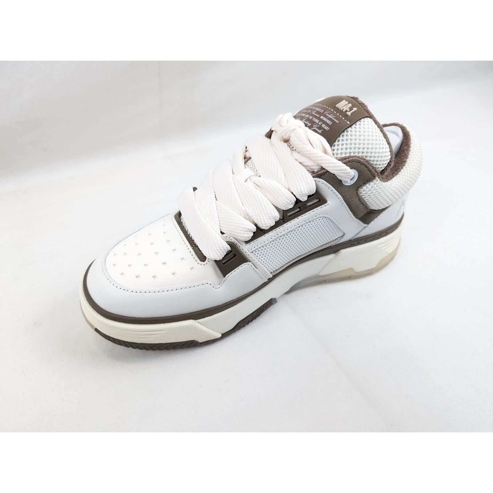 Amiri o1rshd1 MA-1 Leather Sneakers in White/Brown Size US 14 / EU 47 - 8 Thumbnail
