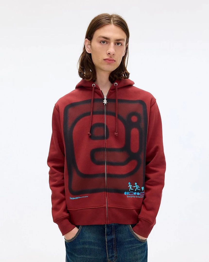 Pre-owned Happy99 X Heaven By Marc Jacobs Emergency Intercom Hoodie Size Xl In Red
