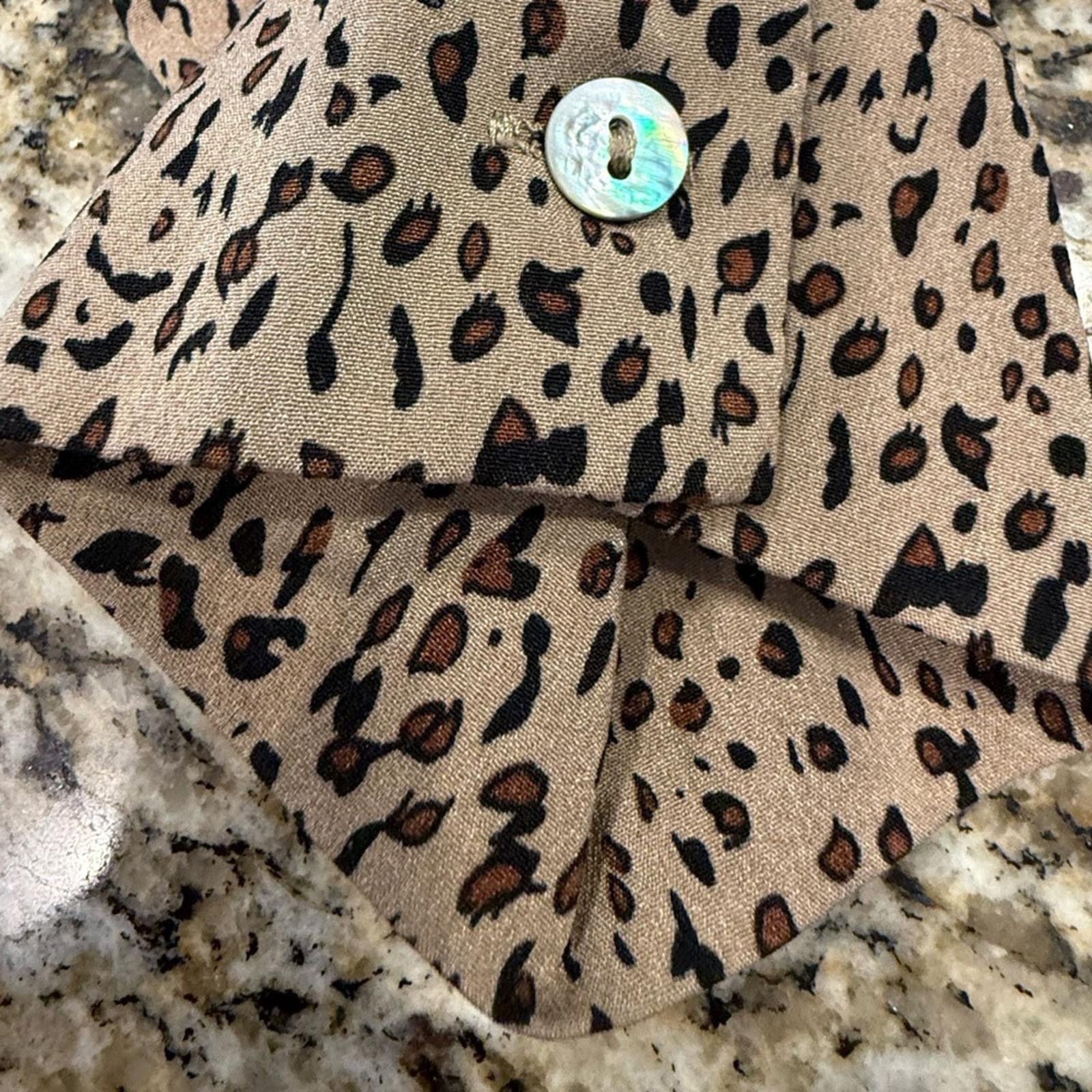 Polo Ralph Lauren POL leopard print button up shirt black tan brown SZ M Size M / US 6-8 / IT 42-44 - 6 Thumbnail