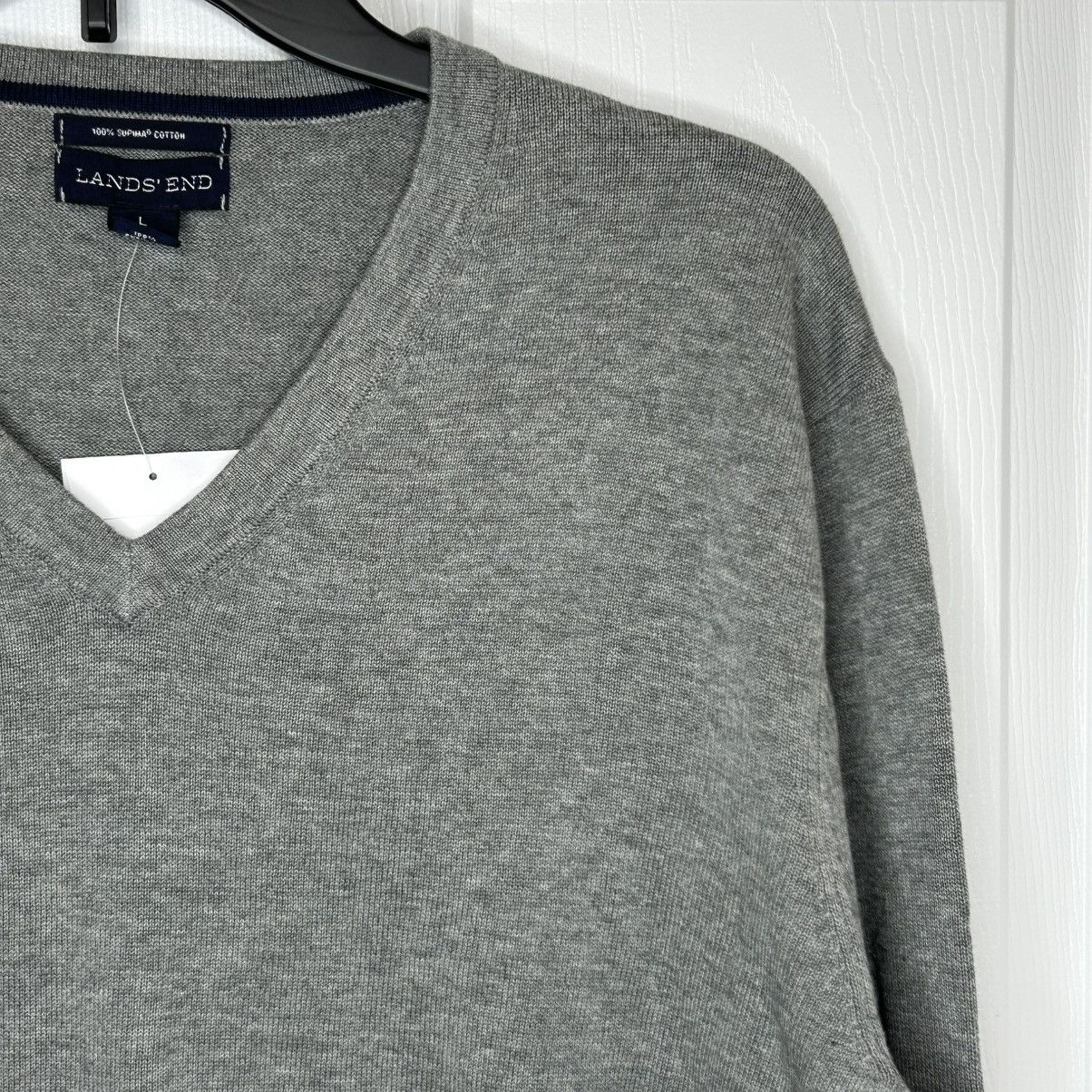 Lands' End Lands End Grey Supima V-Neck Sweater Size L Size US L / EU 52-54 / 3 - 4 Thumbnail