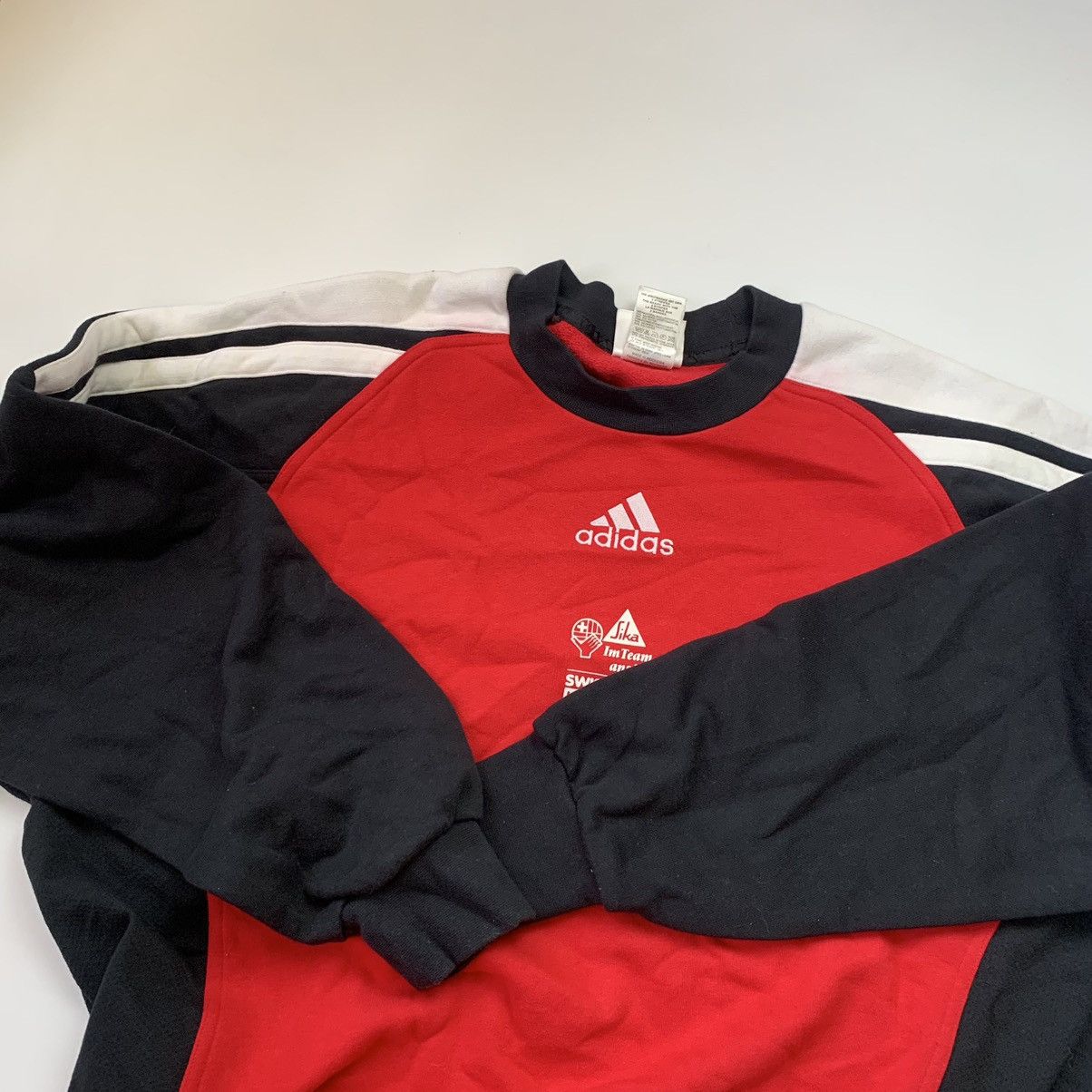 Adidas 90s Vintage Adidas Black/Red Sweatshirt Size US XL / EU 56 / 4 - 5 Thumbnail