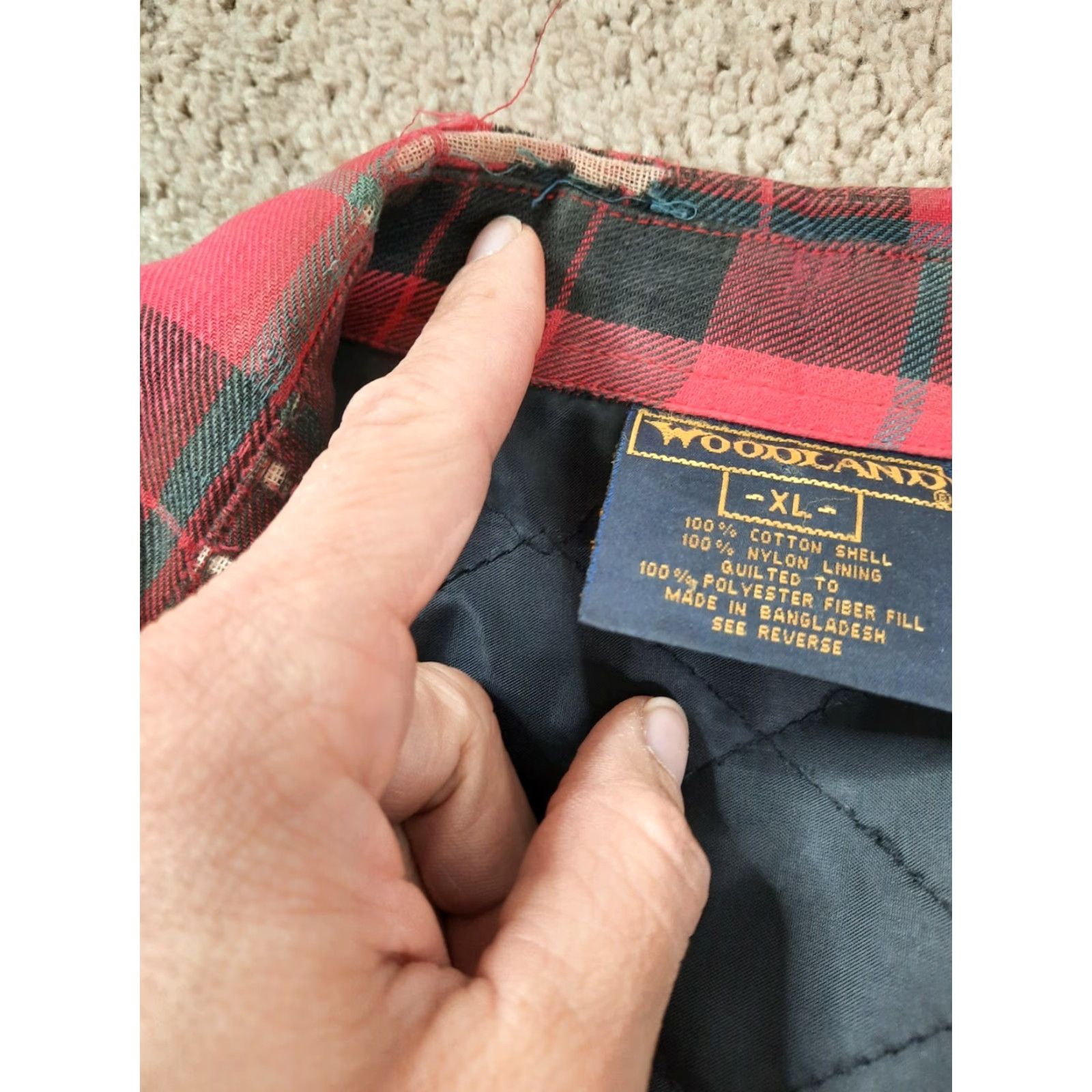 Vintage VINTAGE Woodland Flannel Quilt Lined Jacket Coat Shirt Red Mens XL Rockabilly Size US XL / EU 56 / 4 - 3 Thumbnail