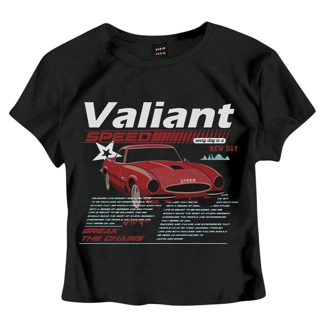 Shein Car Graphics Crew Neck Short Sleeve Crop Top in Black Size S Size S / US 4 / IT 40 - 1 Thumbnail