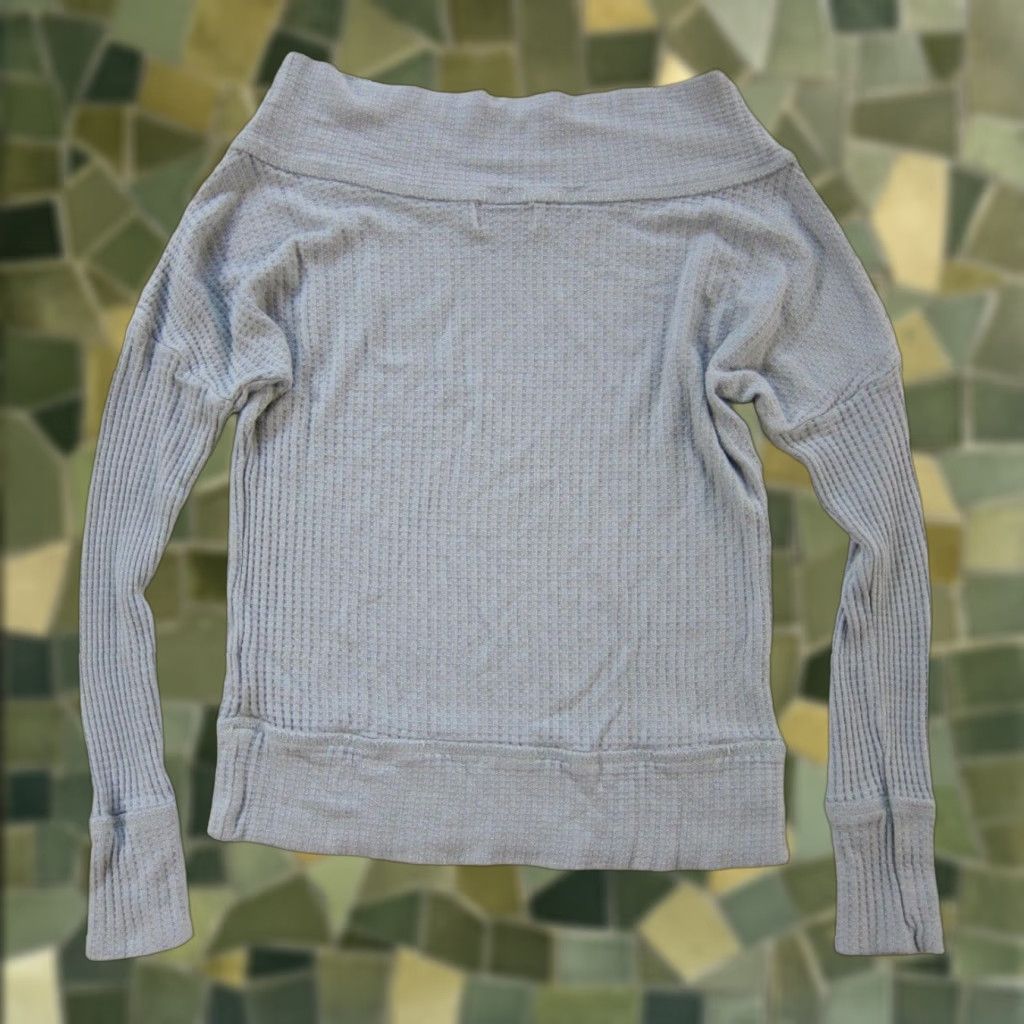 Lucky Brand Lucky Brand Blue Rayon Stretch Waffle Weave Scoop Neck Long Sleeve Shirt Small Size S / US 4 / IT 40 - 1 Thumbnail