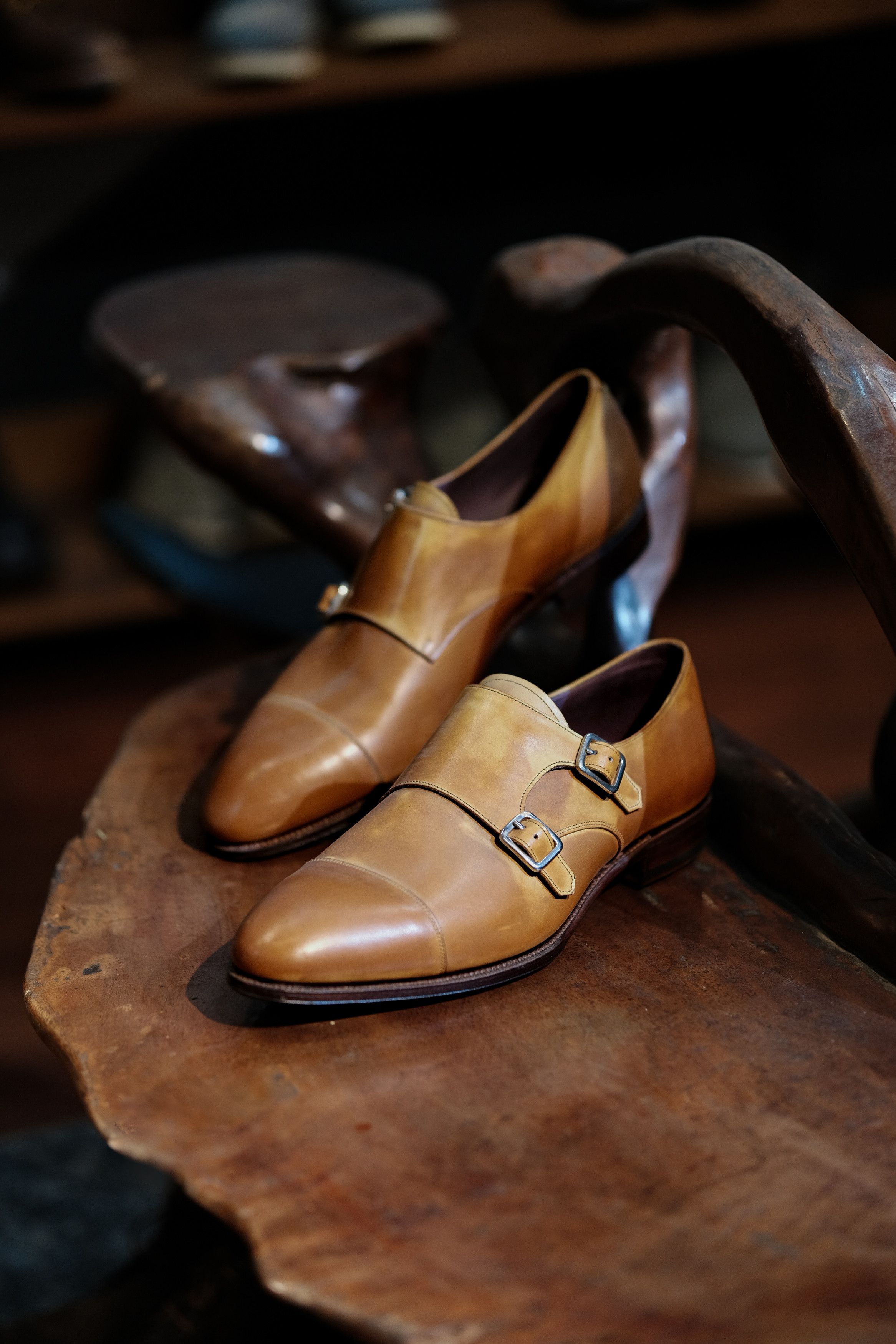 Carmina Carmina Double Monk Strap Shoes in Tan Vegano Size US 11 / EU 44 - 1 Thumbnail