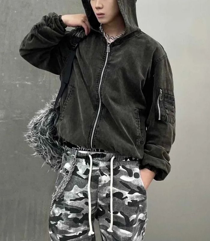 国内で当店のみ Hell System - DISTRESSED WASHED HOODIE Vintage Washed and Aged Mud Printed Hooded Sweatshirt Men's