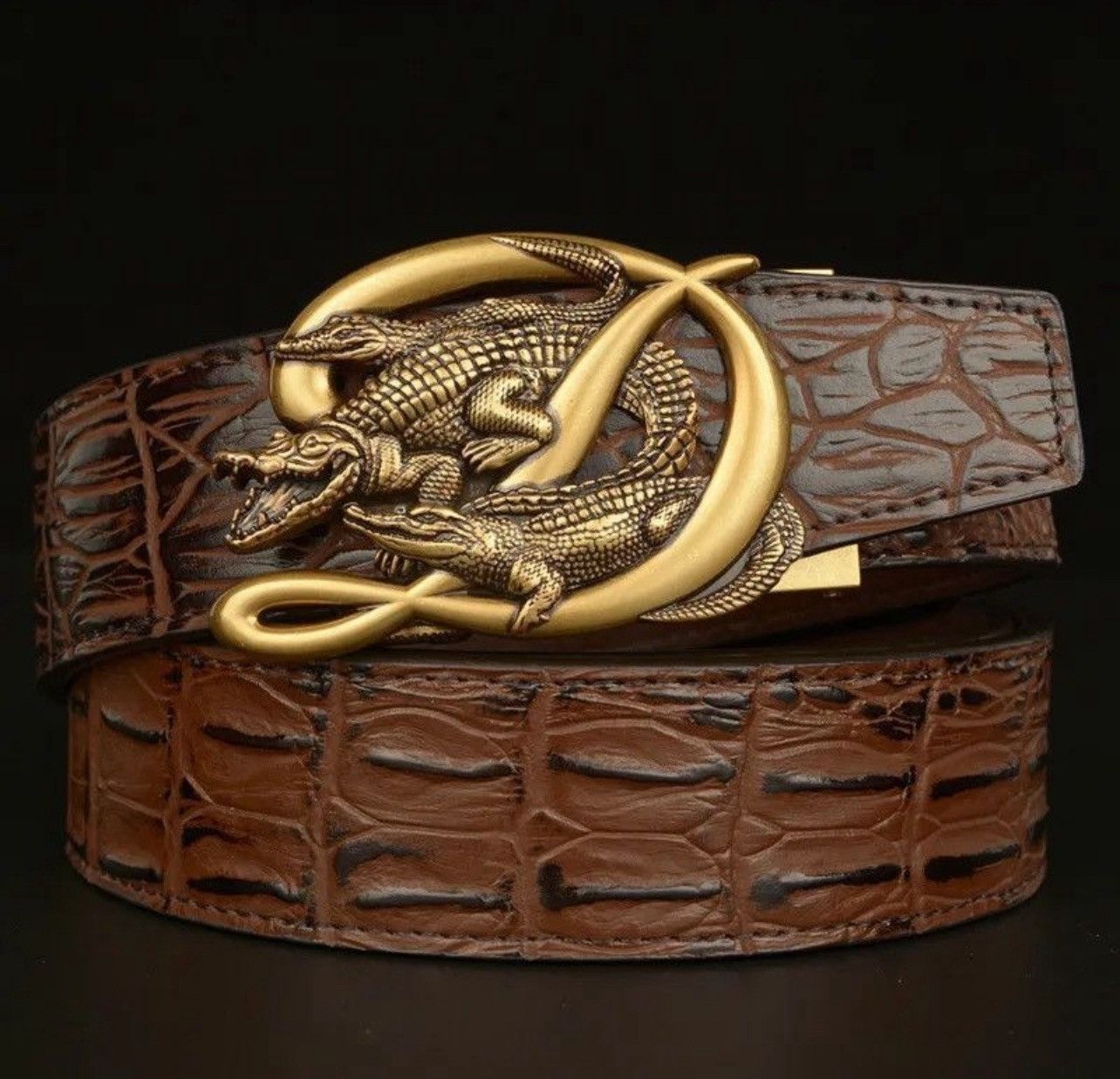 Leather Crocodile Alligator Belt Size ONE SIZE - 1 Thumbnail