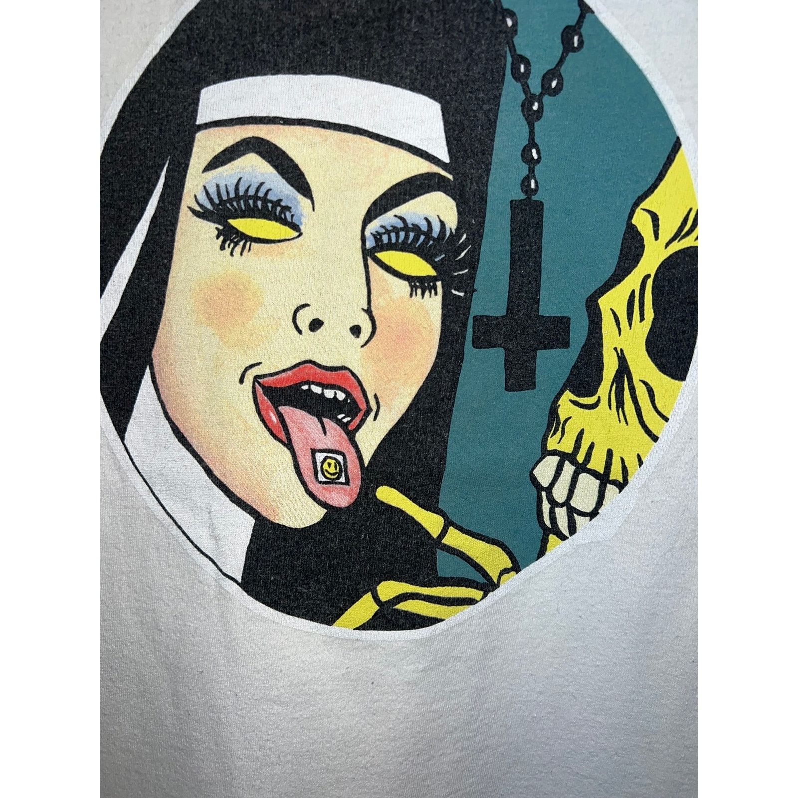 Threadless Threadless Nun Shirt Skeleton Acid Drop White Graphic Tee L Size US L / EU 52-54 / 3 - 3 Thumbnail