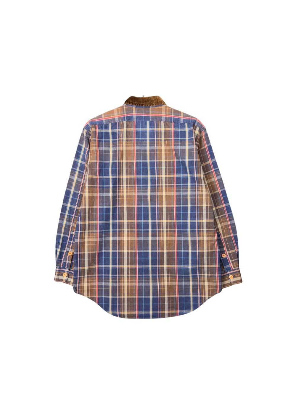 Vtg PRL Corduroy Collar Plaid Hunting Field Shirt Size M image 2
