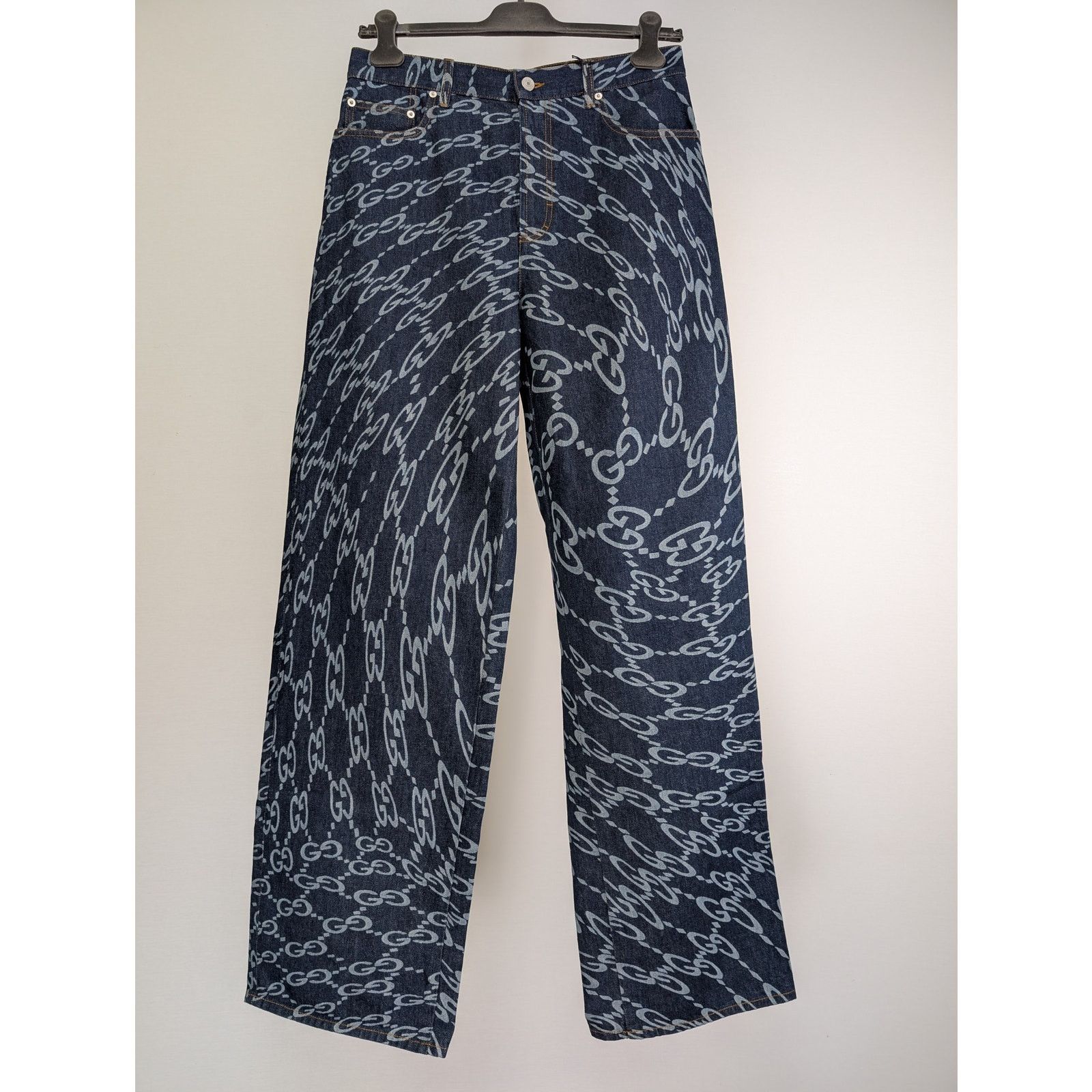 Gucci o1rshd1 ECO Org GG Distorted Laser Pant in Dark Blue Size US 32 / EU 48 - 1 Thumbnail