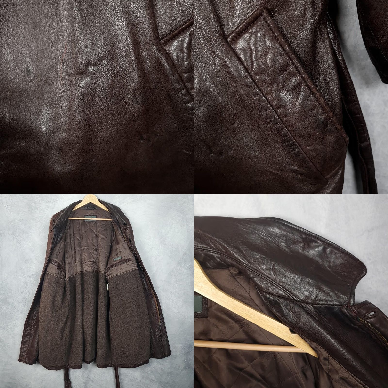Bally Bally Coat Mens 48 Brown Leather Belted Trench Wool Lined Mid-Length Coat Size US M / EU 48-50 / 2 - 8 Thumbnail