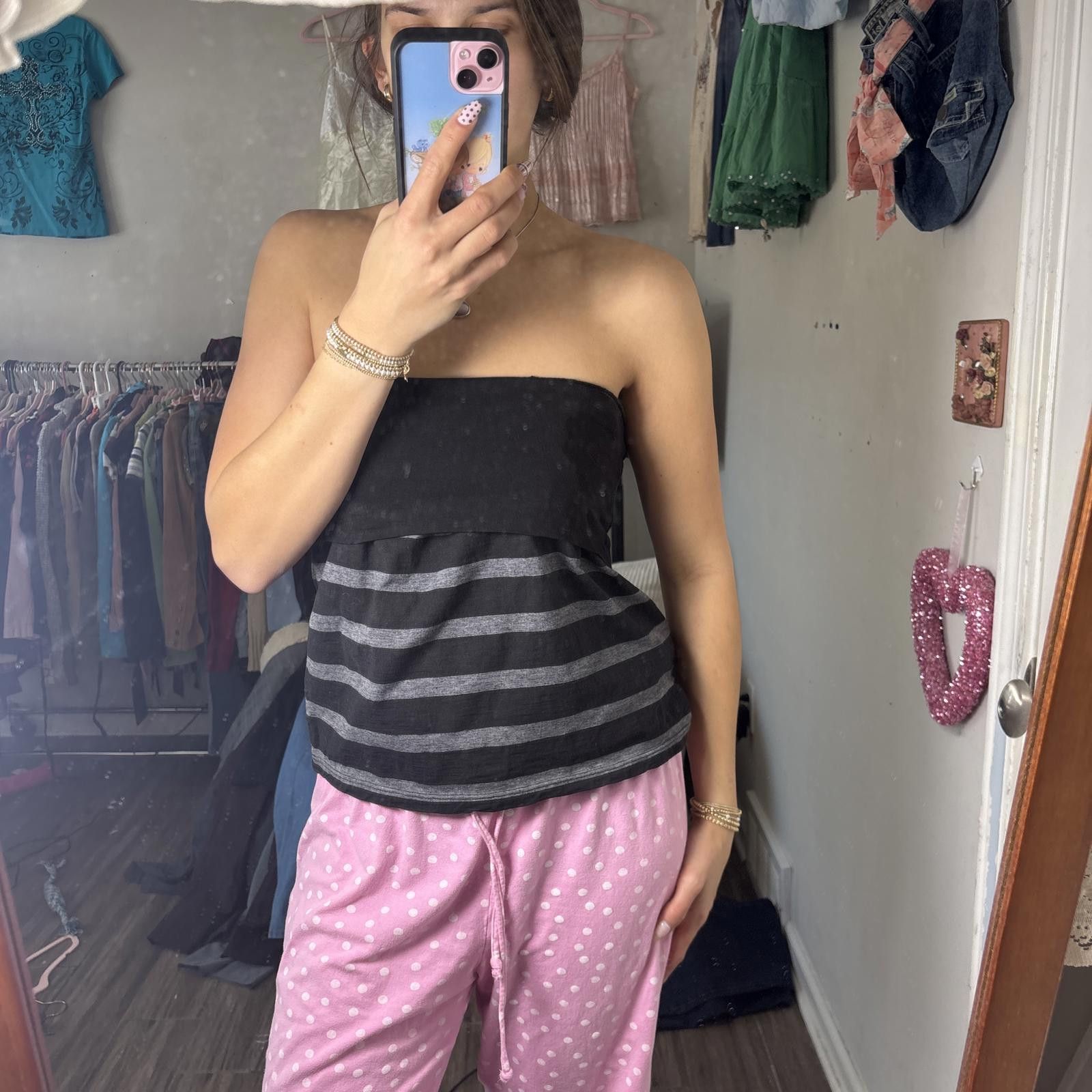Other y2k striped fold over grunge top or mini skirt Size 36" / US 14 / IT 50 - 1 Thumbnail