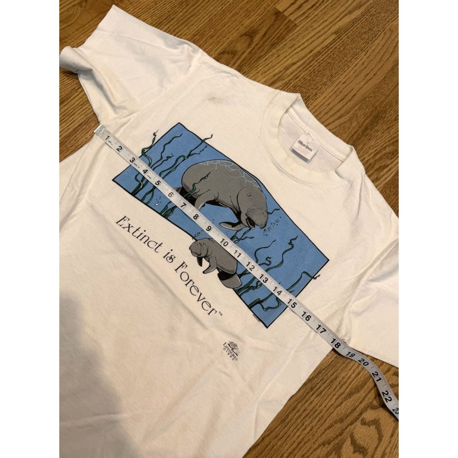 Alife VINTAGE Murina T-Shirt Manatee 90s Graphic Print White Crew Neck Short Sleeve M Mens Womens Unisex Adults Small Fits Size US M / EU 48-50 / 2 - 3 Thumbnail