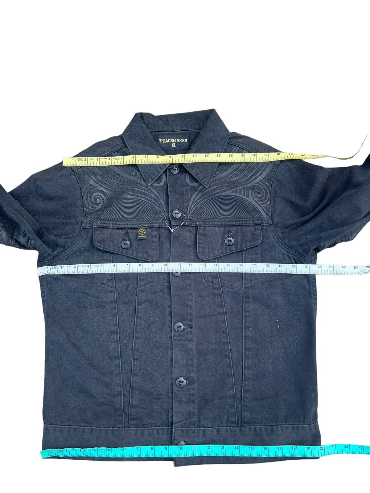 The Viridi-anne 90s Peacemaker Japan Ethnic Tribe Faded Black Trucker Jacket Size US L / EU 52-54 / 3 - 3 Thumbnail
