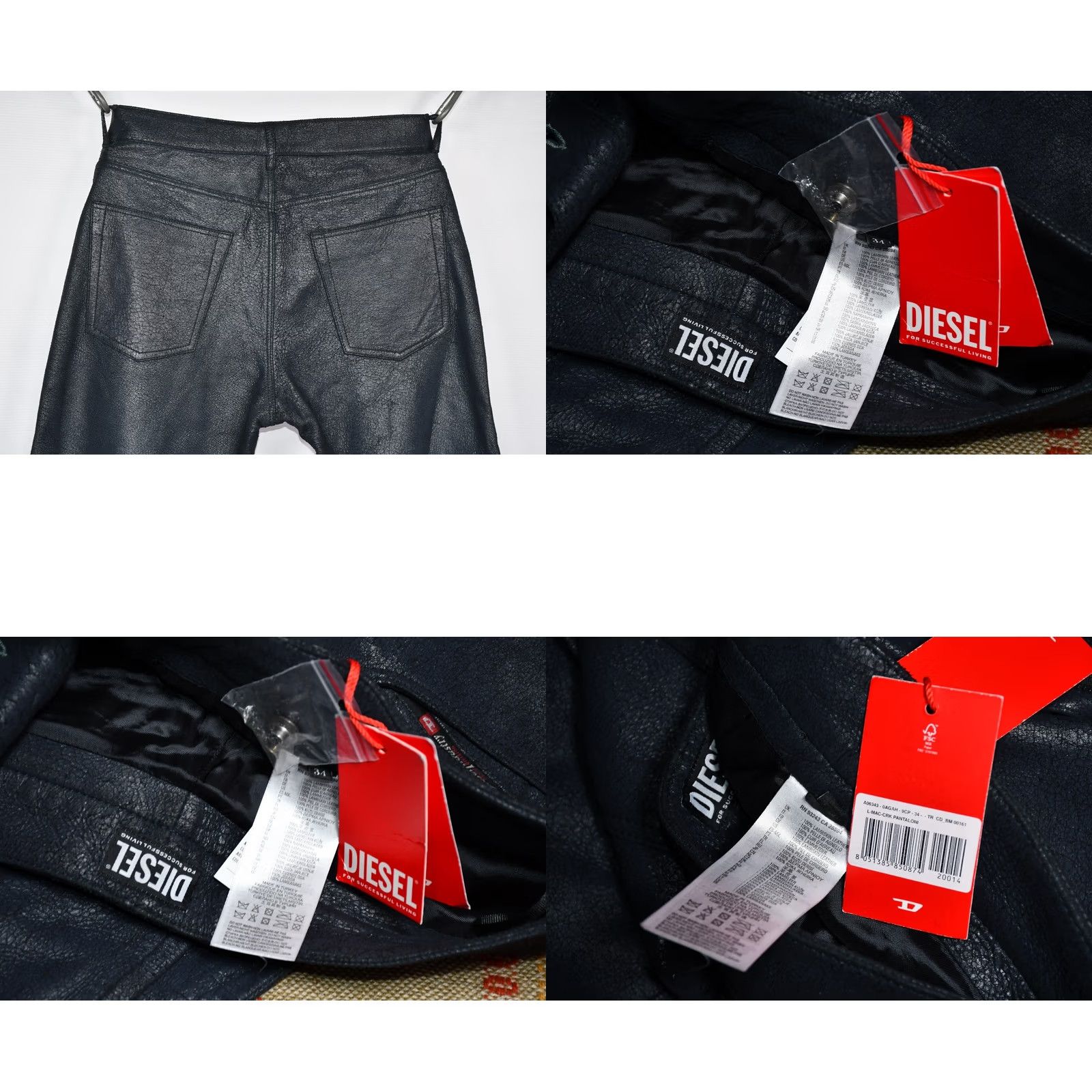 Diesel Diesel L-MAC-CRK Leather Pants Mens Black W34 Pants Leather Mens Wool? Size US 34 / EU 50 - 8 Thumbnail
