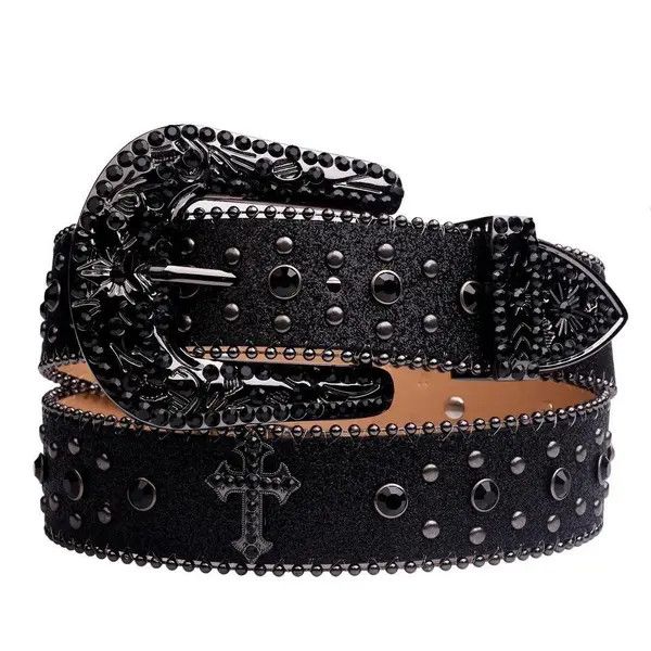 Japanese Brand Hazaki x Jinno Cowboy Cross Rhinestone belt Size ONE SIZE - 2 Thumbnail