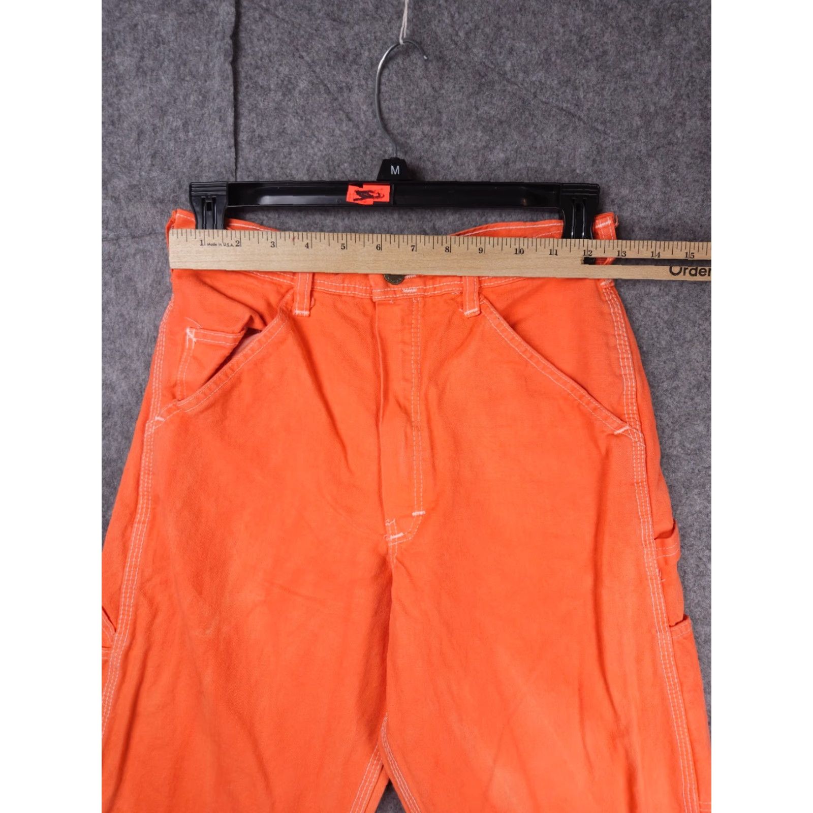 Stan Ray VINTAGE Stan Ray Carpenter Pants Regular Adults 25 x 33 Orange USA Cotton Canvas Zip Pocket Zipper Button Straight Front Workwear USA Mens Size US 26 / EU 42 - 6 Thumbnail