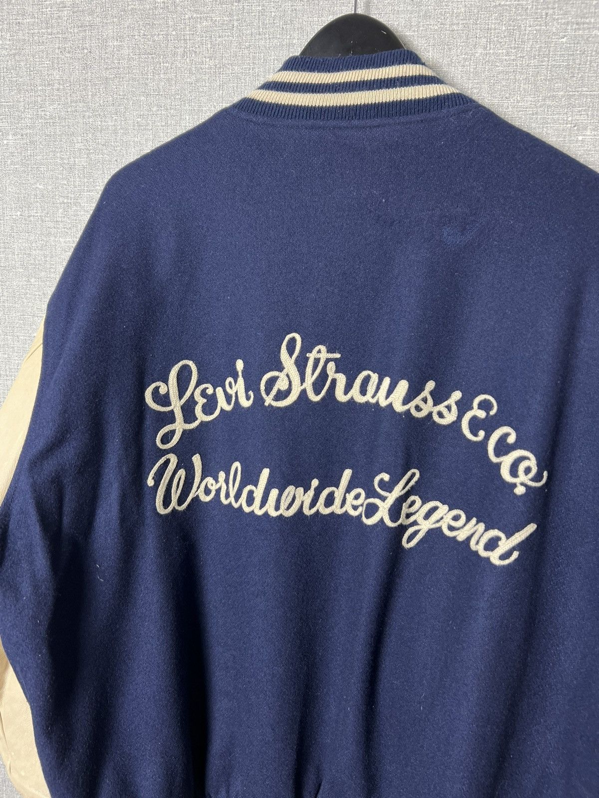 Levi's × Levi's Vintage Clothing Vintage Levis USA Varsity Bomber Jacket Leather Sleeves Size US L / EU 52-54 / 3 - 21 Thumbnail