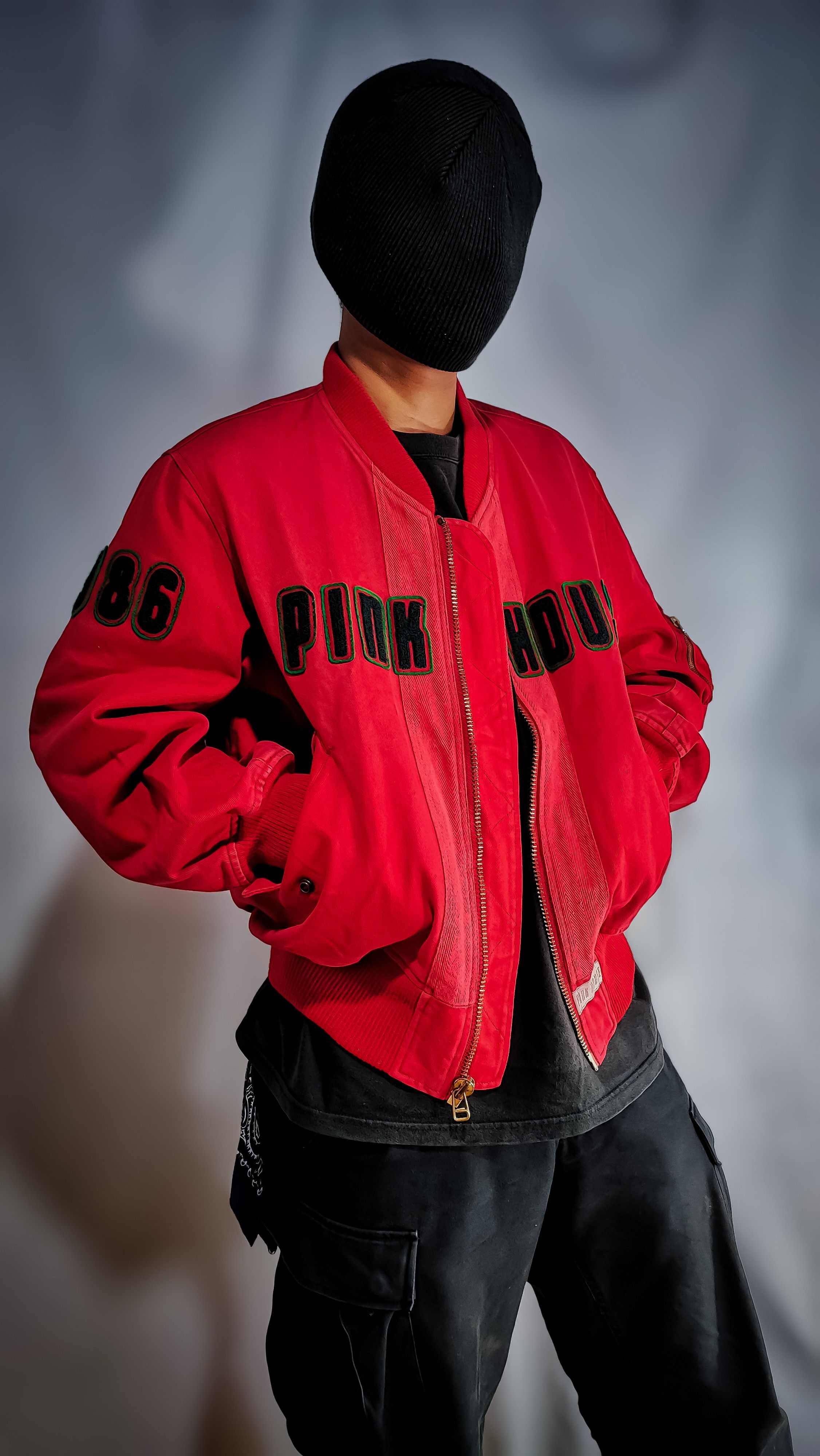 14th Addiction Vintage pink house red bomber jacket Size US L / EU 52-54 / 3 - 2 Thumbnail