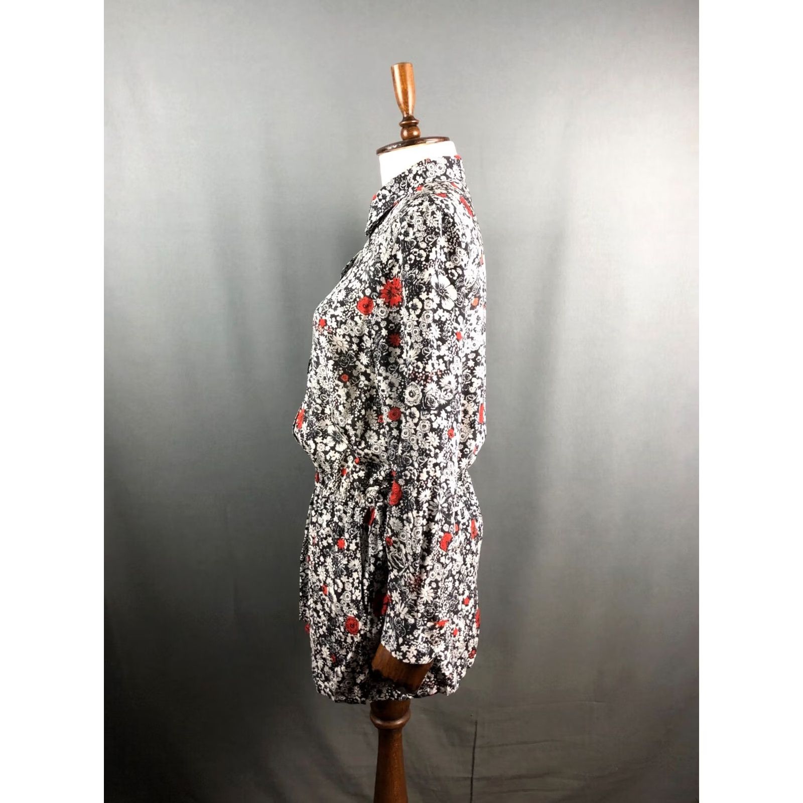 Zadig & Voltaire Zadig & Voltaire Tunic Silk Women Black Patterned Floral Long Sleeve Collared Button Pocket Blouse Modern style Size ONE SIZE - 2 Thumbnail