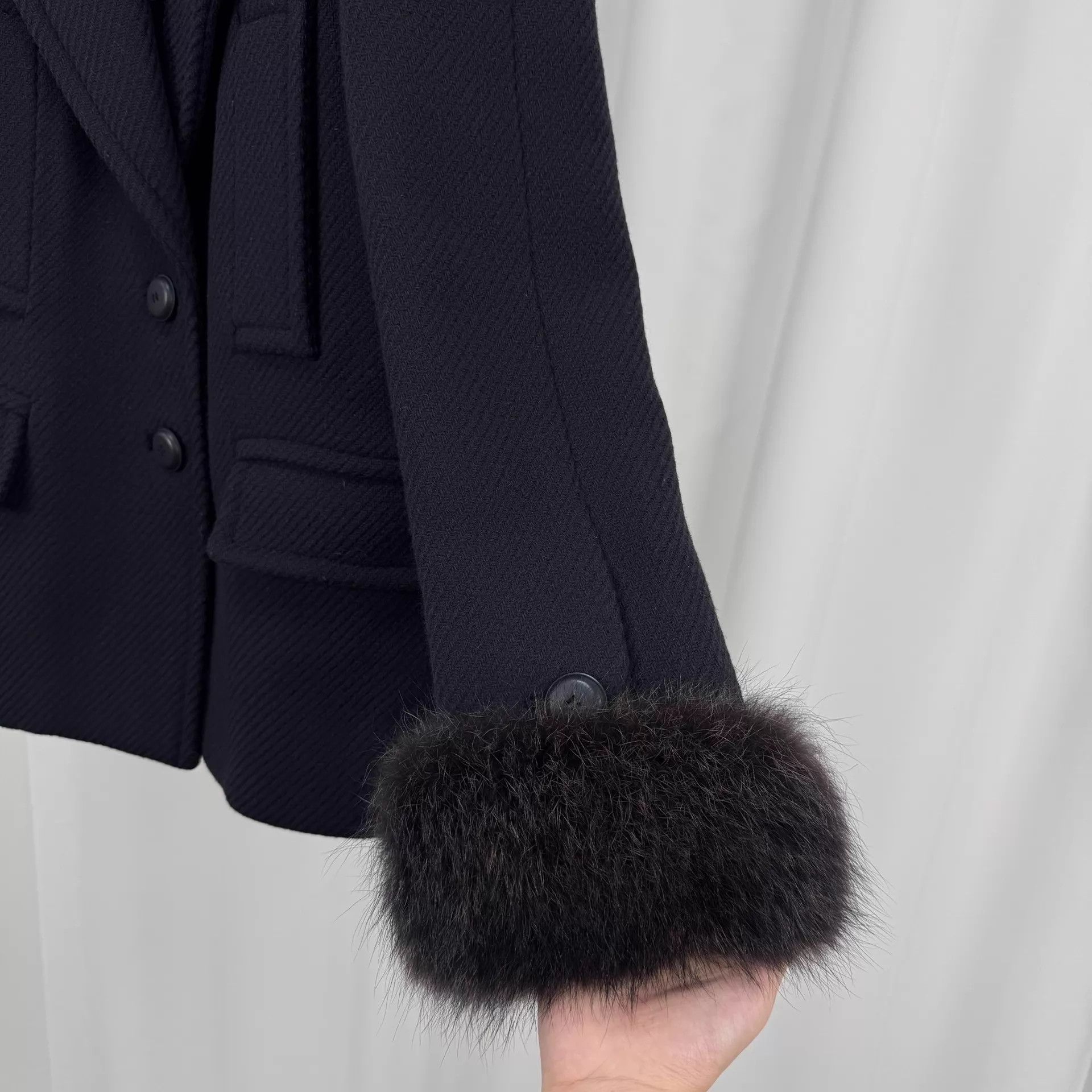 Prada Prada Black Wool Fur-Cuff Coat 38 99New Size XS / US 0-2 / IT 36-38 - 4 Thumbnail