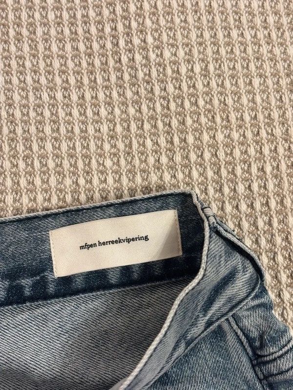 Mfpen Mfpen Blue Striped Straight Leg Jeans 34W Large Fit Denim Size US 34 / EU 50 - 4 Thumbnail