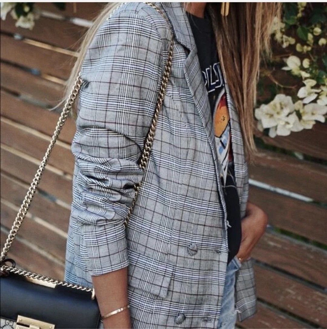 REVOLVE Majorelle Rhea Blazer Plaid Double Breasted Jacket Size XS Size XS / US 0-2 / IT 36-38 - 3 Thumbnail