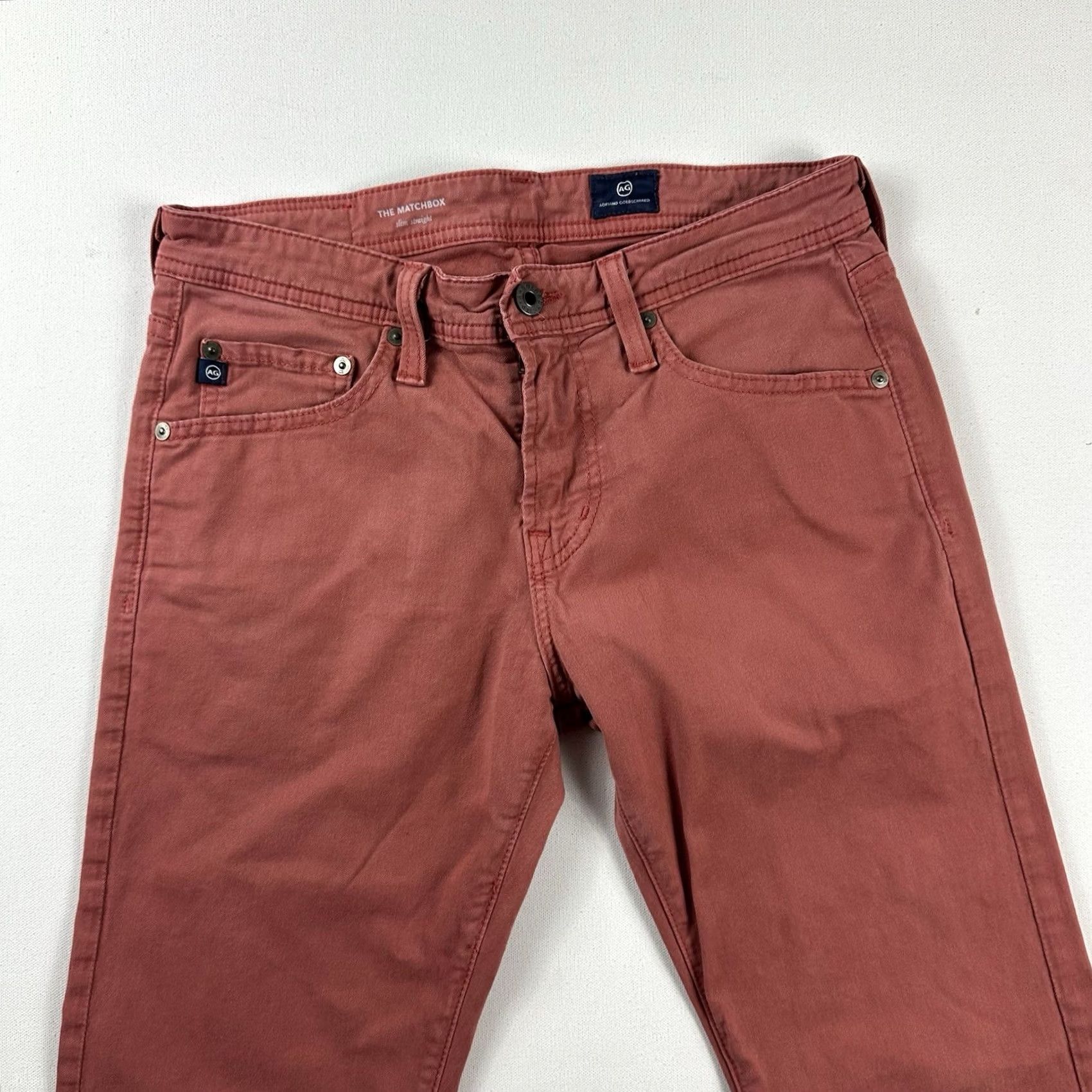 Vintage AG Adriano Goldschmied The MatchBox Slim Straight Jeans Pants Mens 29x28 Coral Size US 29 - 3 Thumbnail