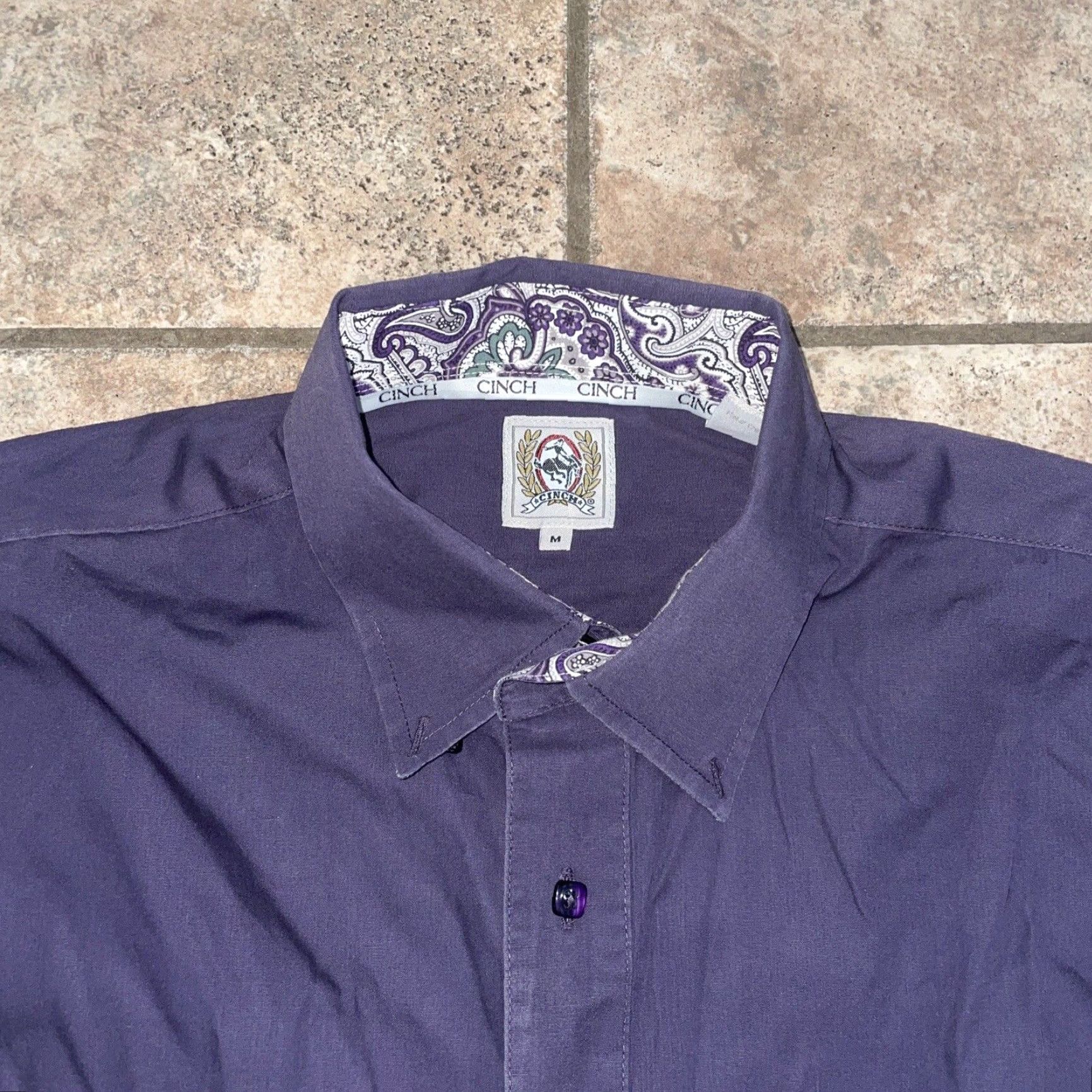 Vintage CINCH Shirt Mens M Purple Long Sleeve Button-Up Regular Size M Size US M / EU 48-50 / 2 - 2 Thumbnail