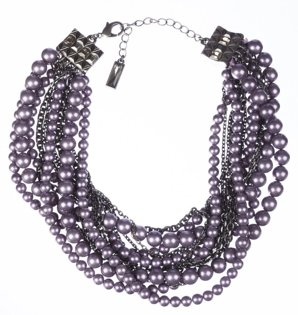 Designer Lia Sophia Faux Purple Pearl Torsade Necklace with Enhancer Size ONE SIZE - 2 Thumbnail