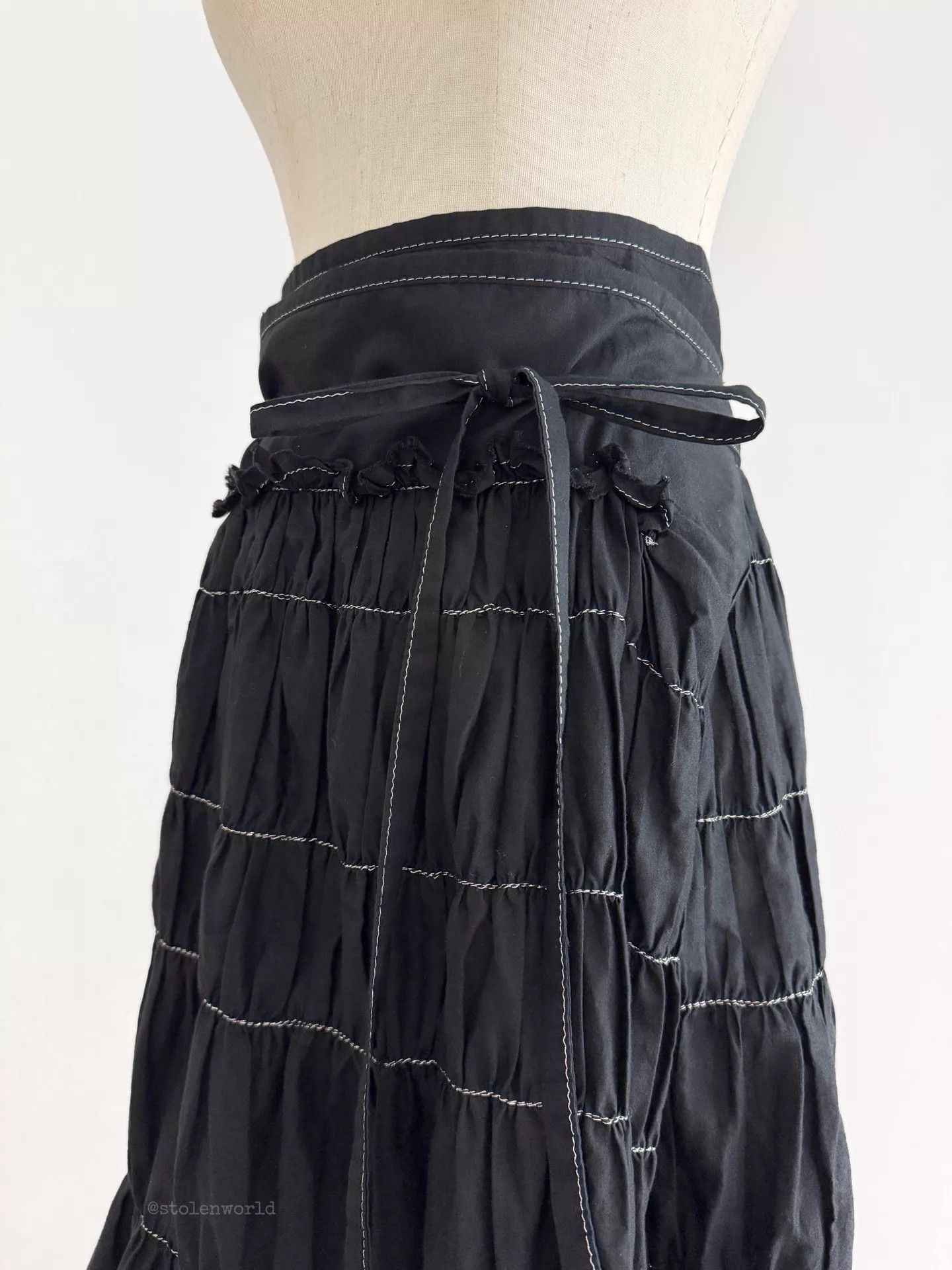 Comme des Garcons Comme des Garçons Pleated TieWaist Linen-Cotton Skirt Size ONE SIZE - 4 Thumbnail